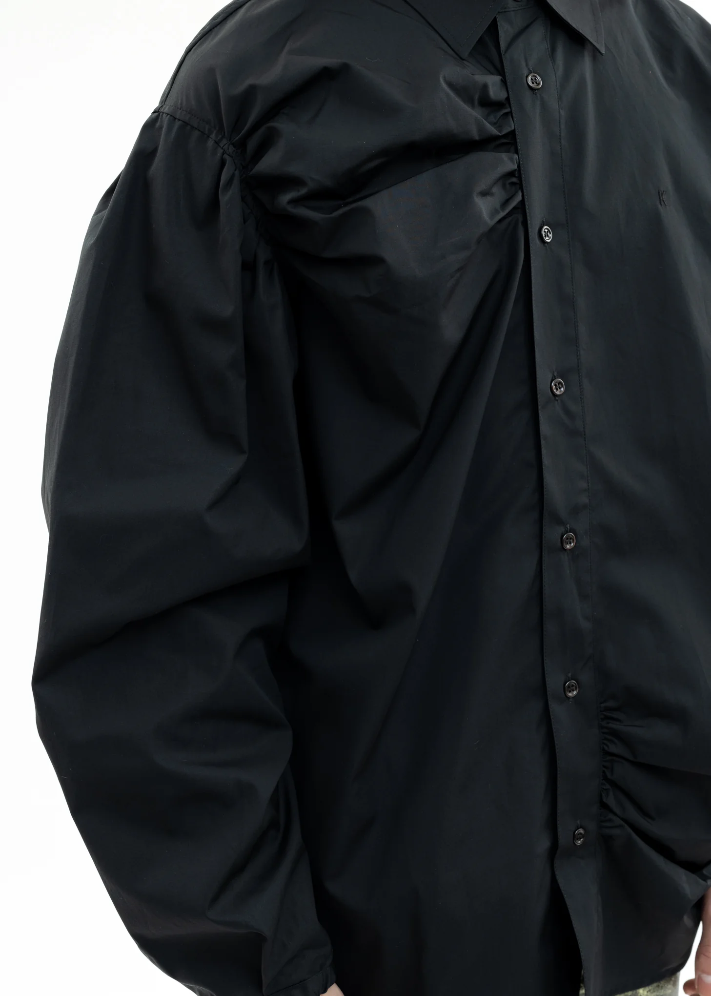Black Shirt With Shirring Detail - Image 5