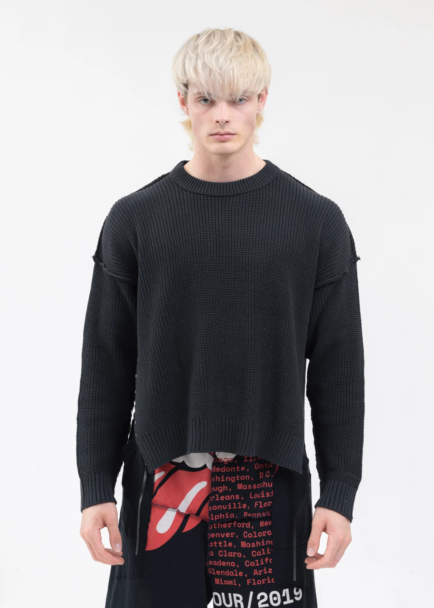 Black SHORT LENGTH COTTON KNIT
