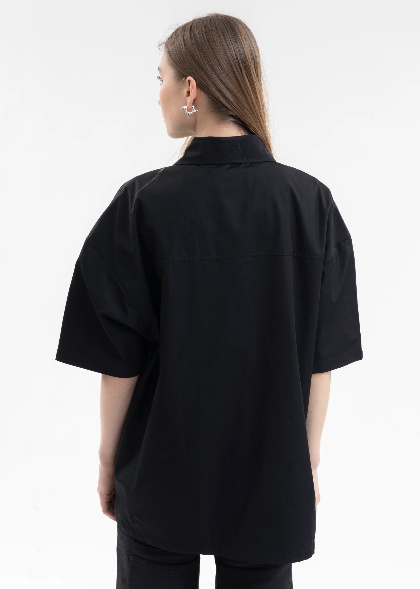 BLACK SHORT SLEEVE ORIGAMI SHIRT - Image 4