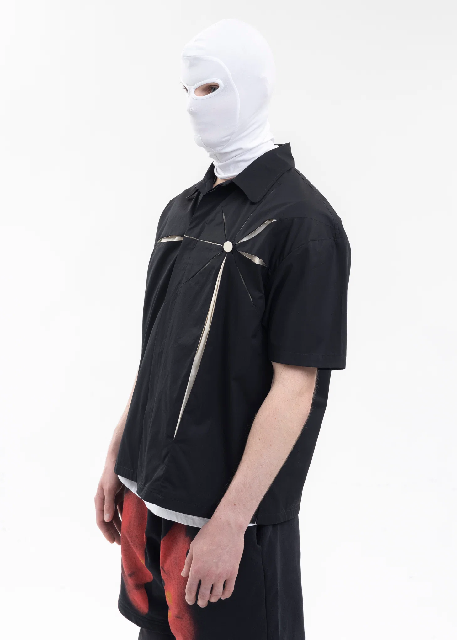BLACK SHORT SLEEVE ORIGAMI SHIRT - Image 3