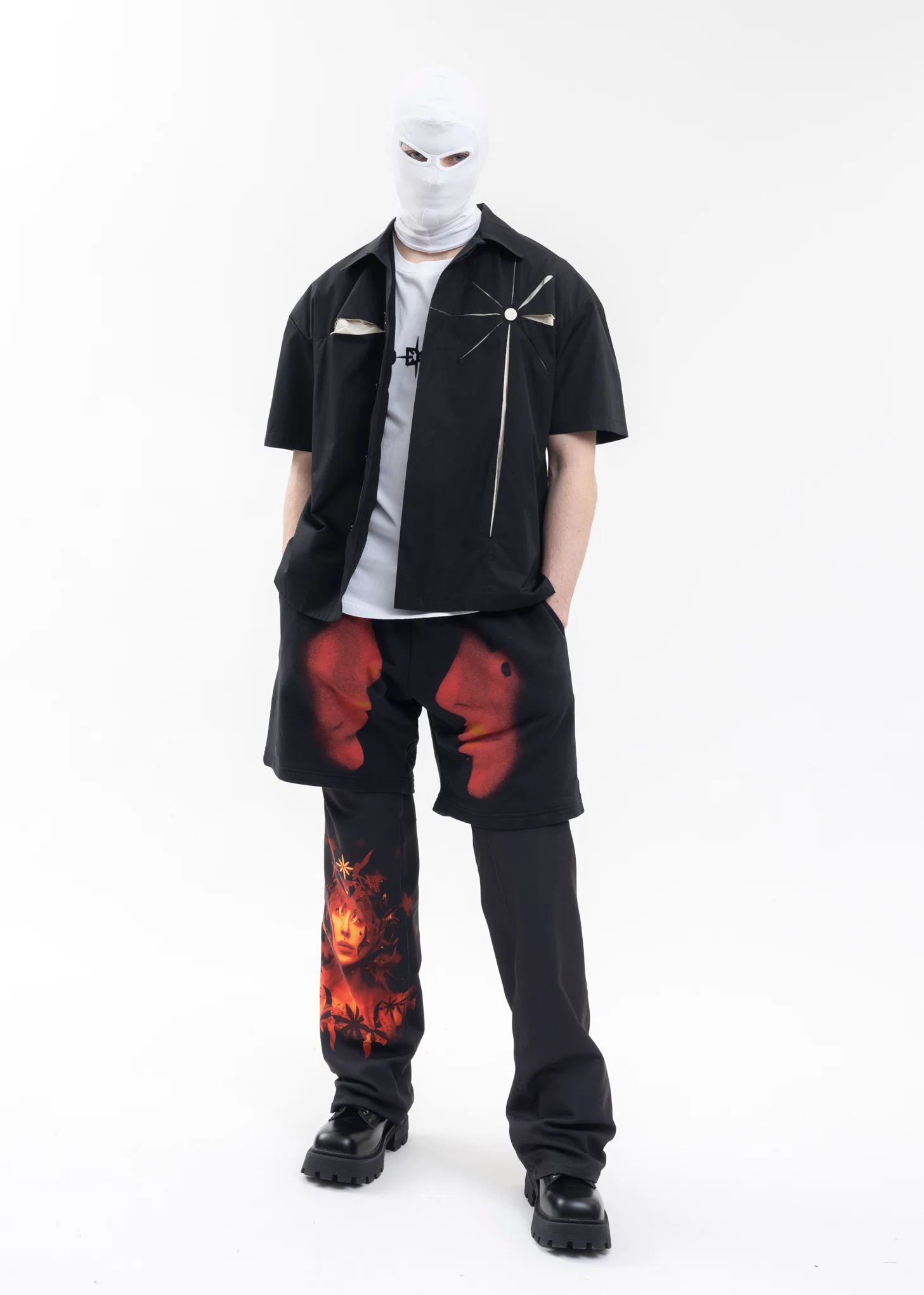 BLACK SHORT SLEEVE ORIGAMI SHIRT - Image 5