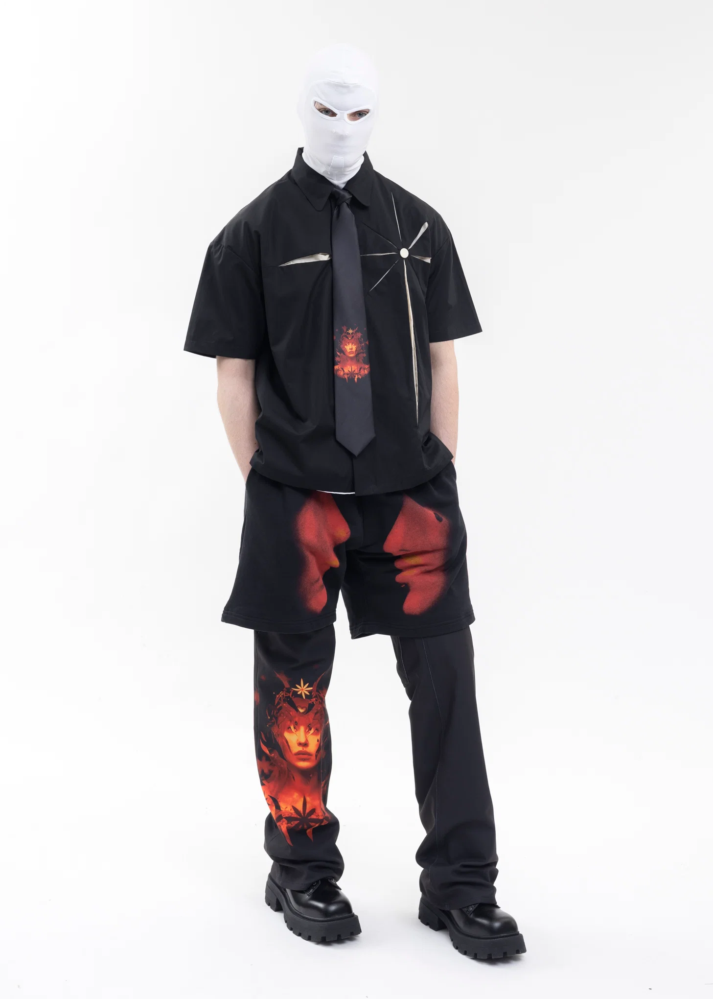 BLACK SHORT SLEEVE ORIGAMI SHIRT - Image 6