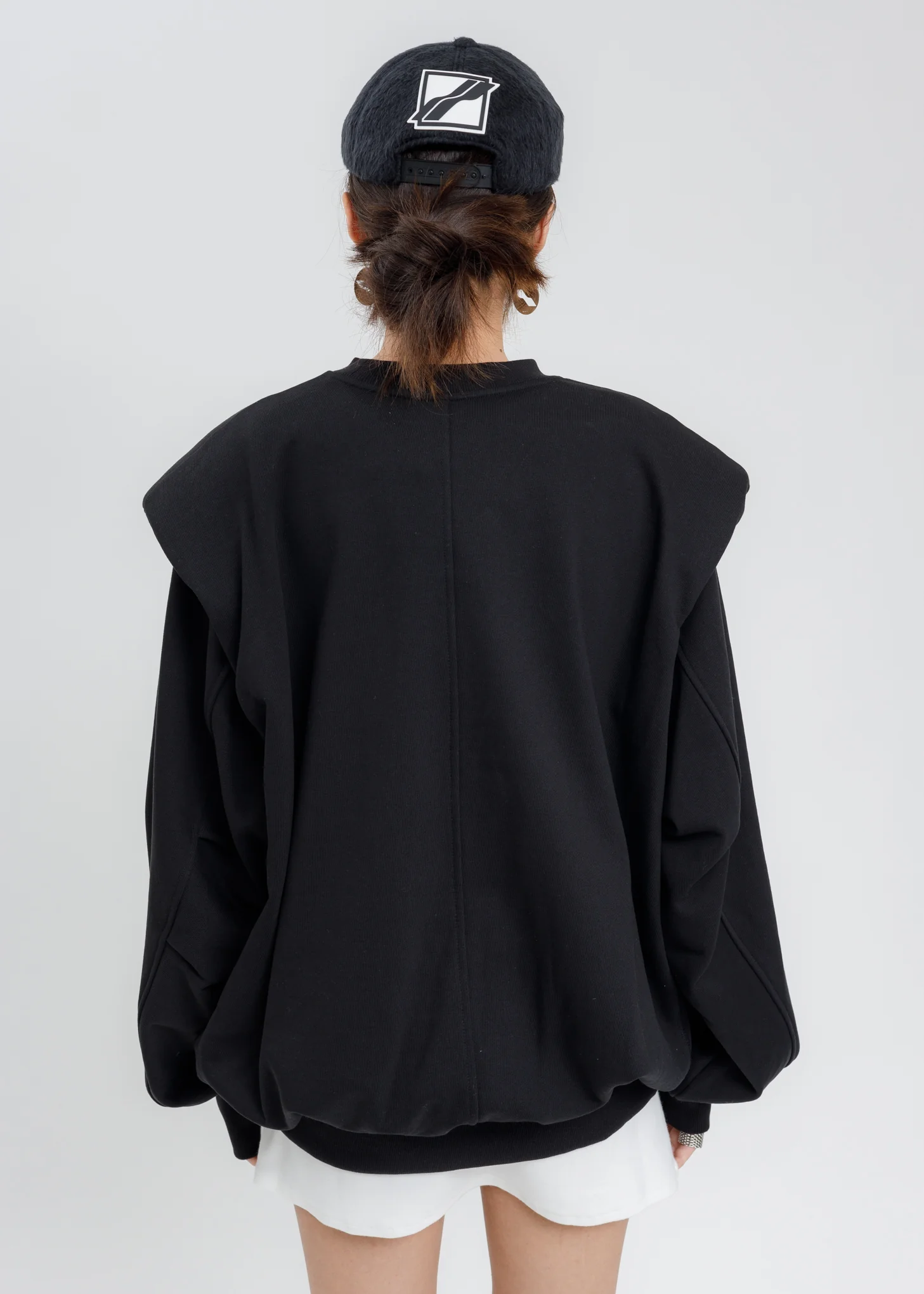 Black Shoulder Padded Crystal Logo Sweatshirt - Image 3