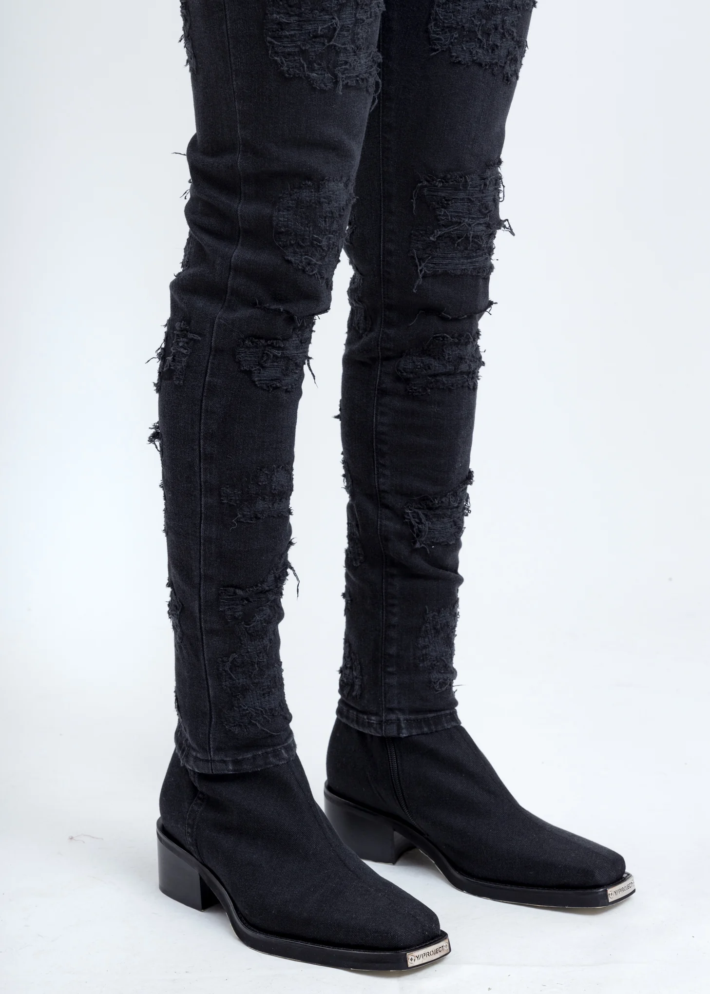 Black Shredded Denim Jeans - Image 3