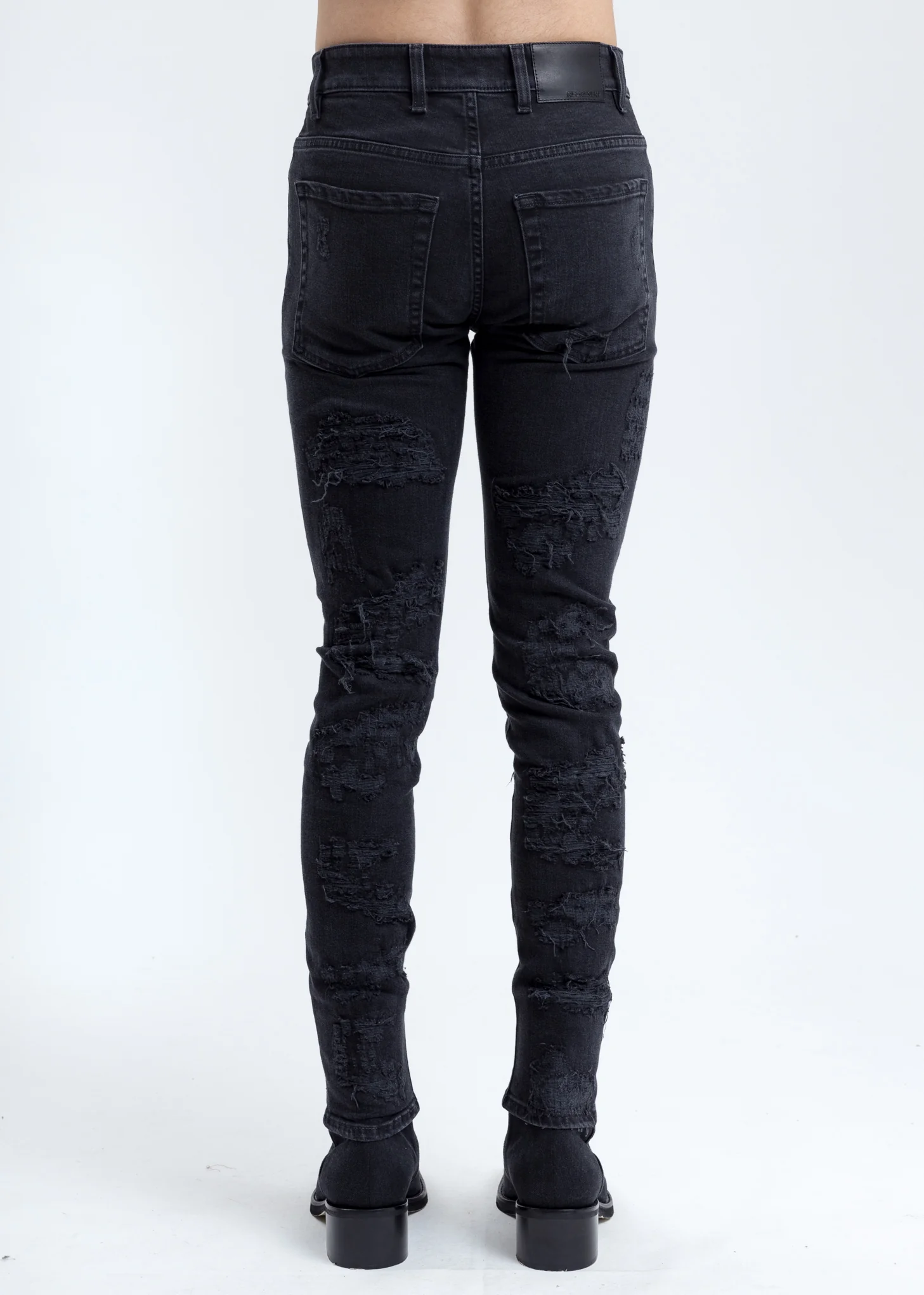 Black Shredded Denim Jeans - Image 5