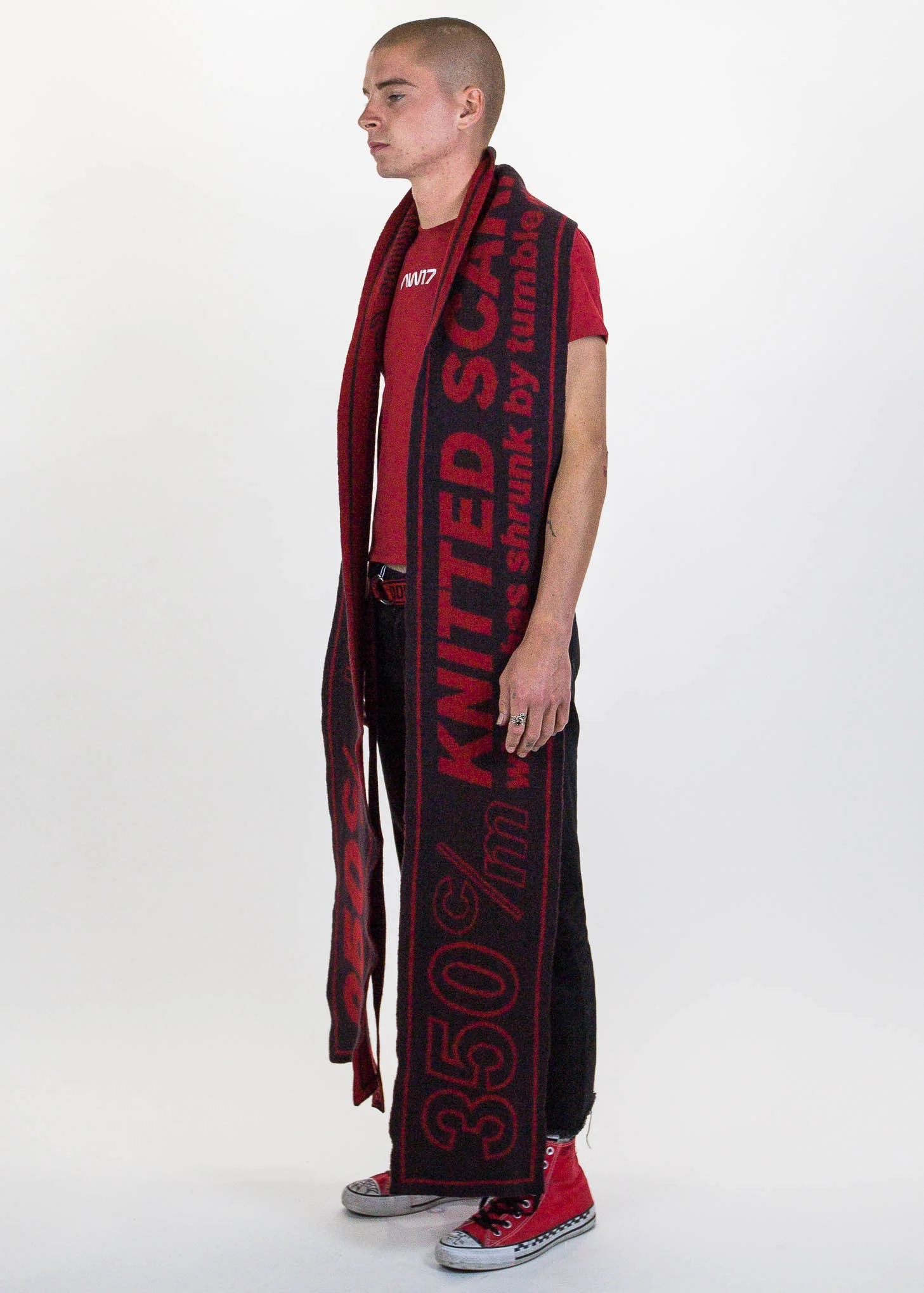 Black "Shrunk" Super Long Knit Scarf - Image 3