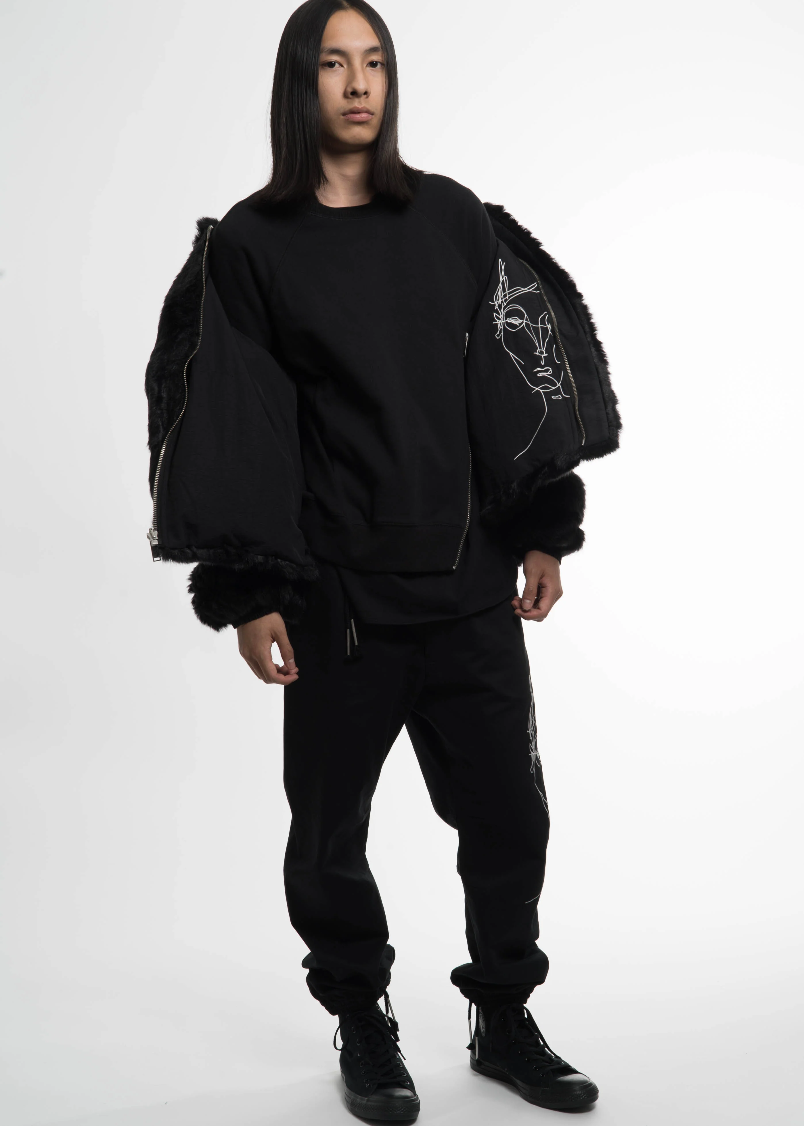 Black Side Zip Crew Sweatshirt - Image 5