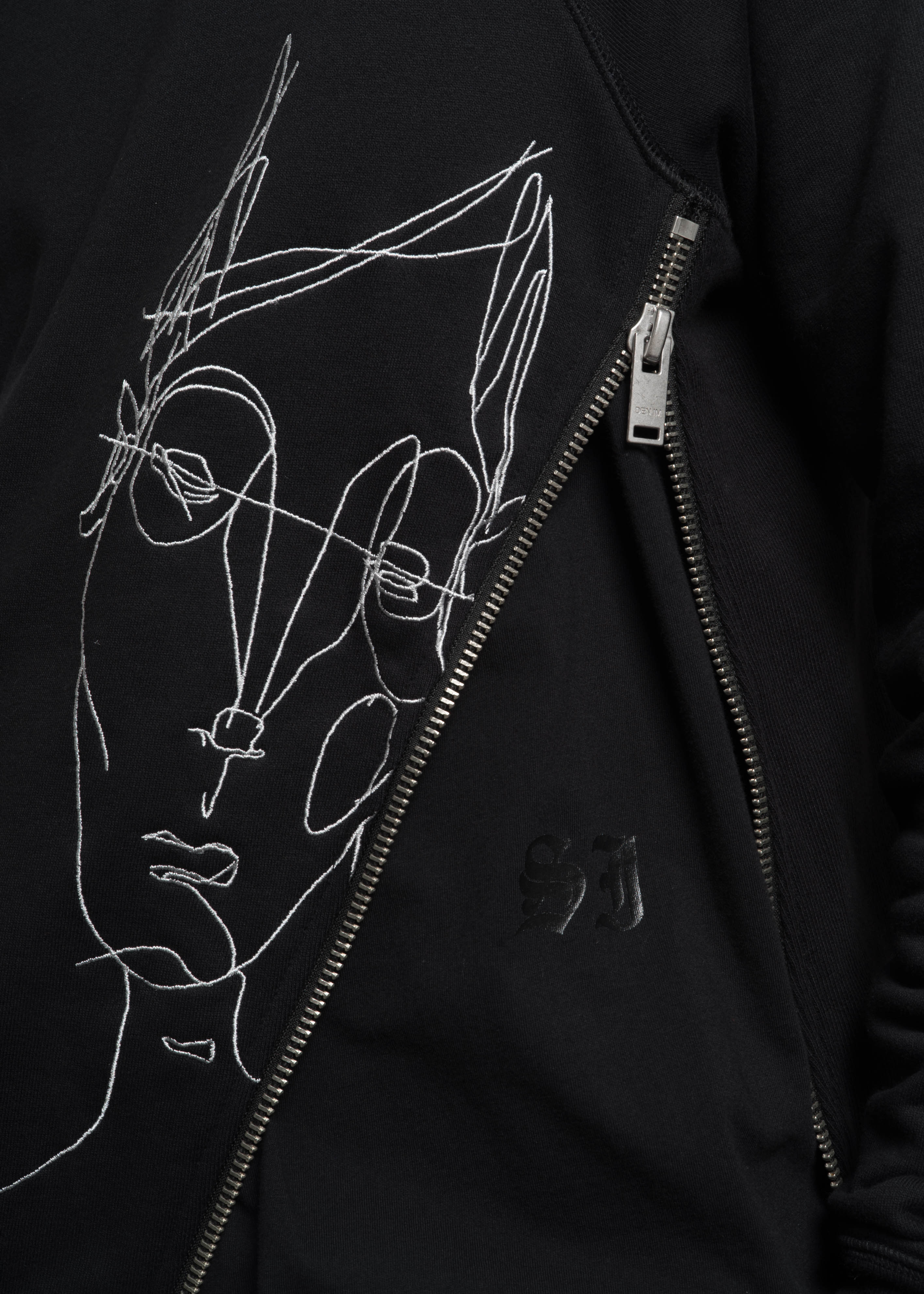 Black Side Zip Crew Sweatshirt w/ Face - Image 2
