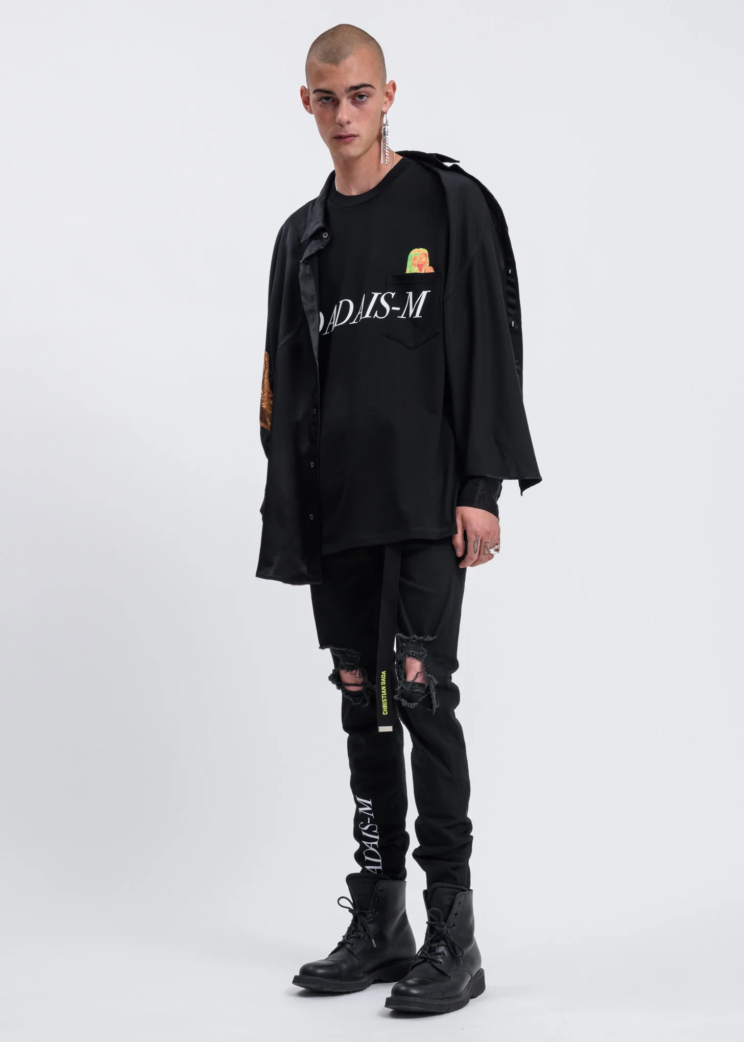 Black SIGNAL NOISE Print T-shirt - Image 4