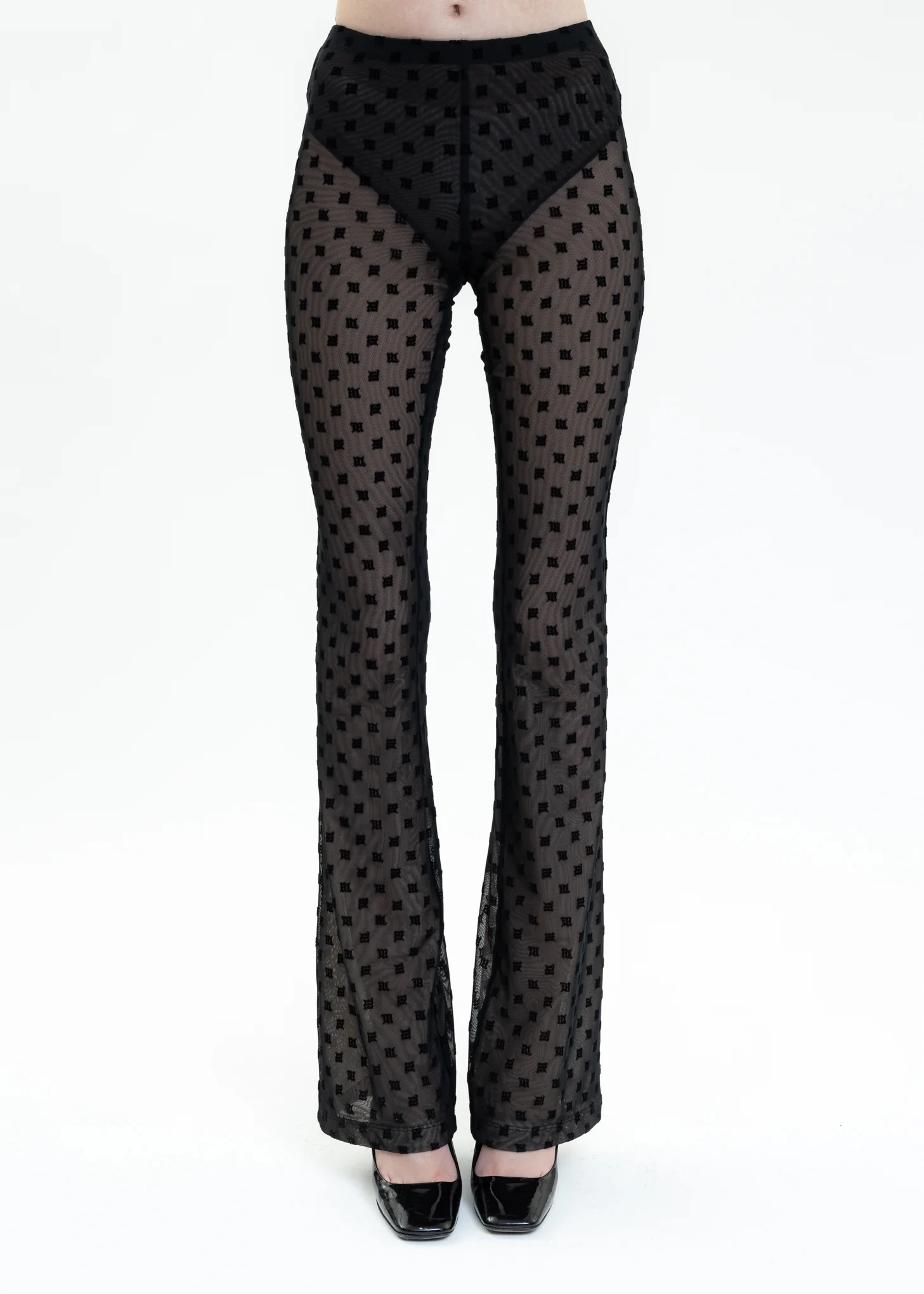 Black Signature Monogram Mesh Trousers