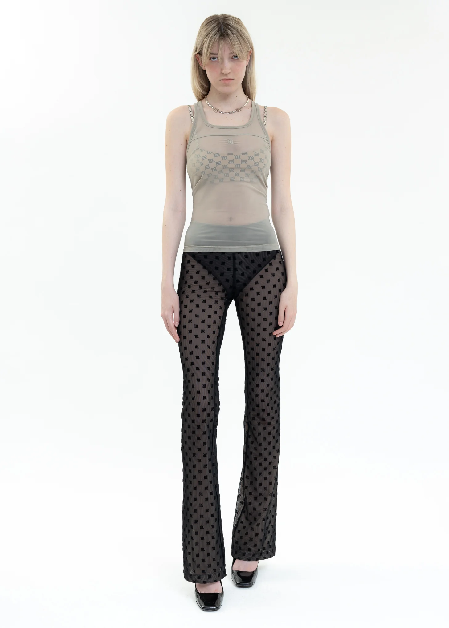 Black Signature Monogram Mesh Trousers - Image 6