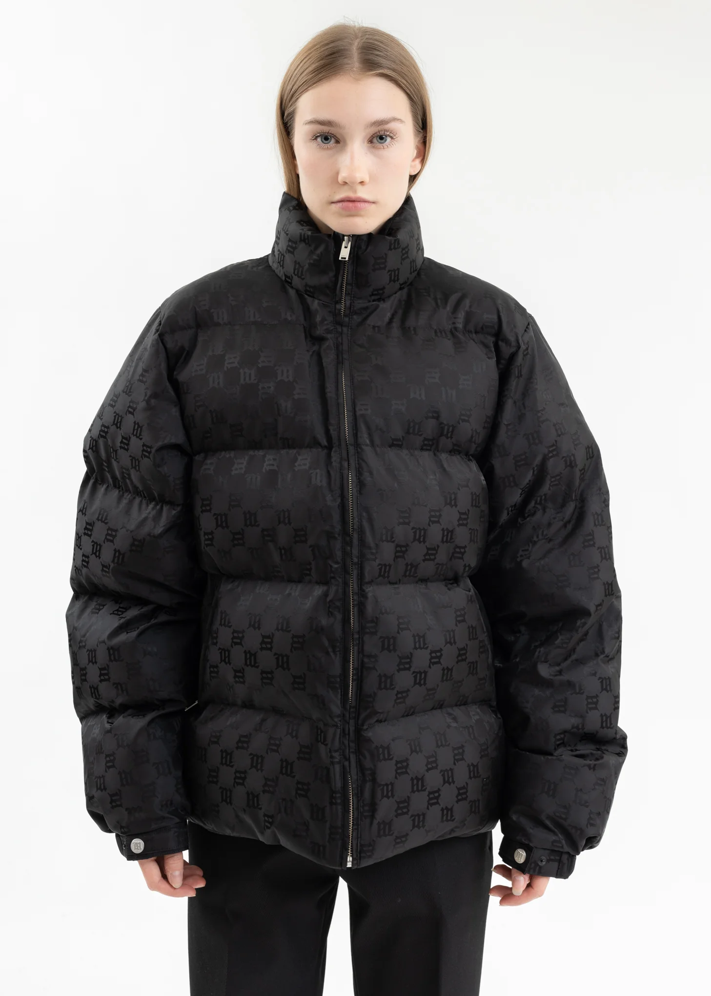 BLACK MONOGRAM NYLON PUFFER