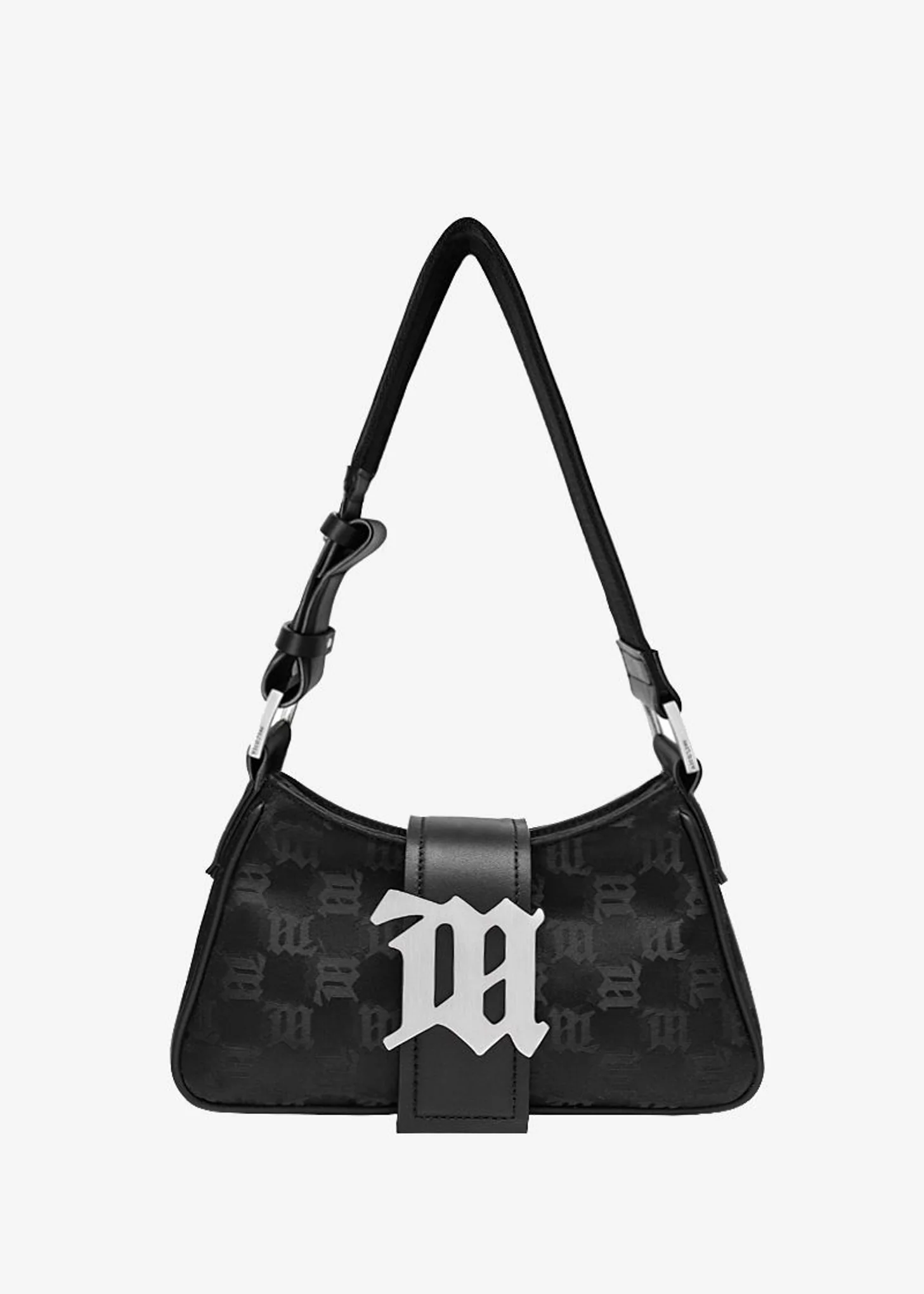 BLACK MONOGRAM NYLON SHOULDER BAG SMALL