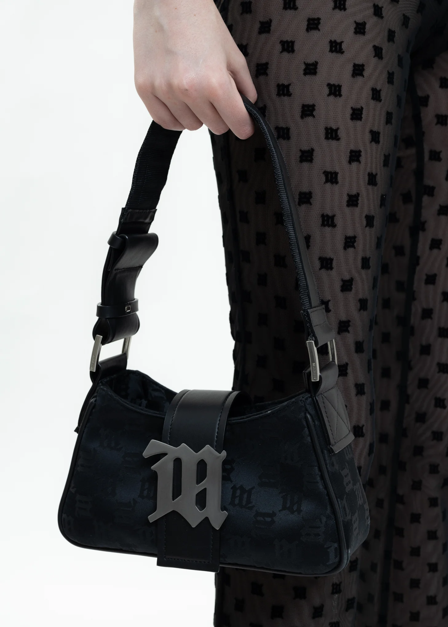 BLACK MONOGRAM NYLON SHOULDER BAG SMALL - Image 5