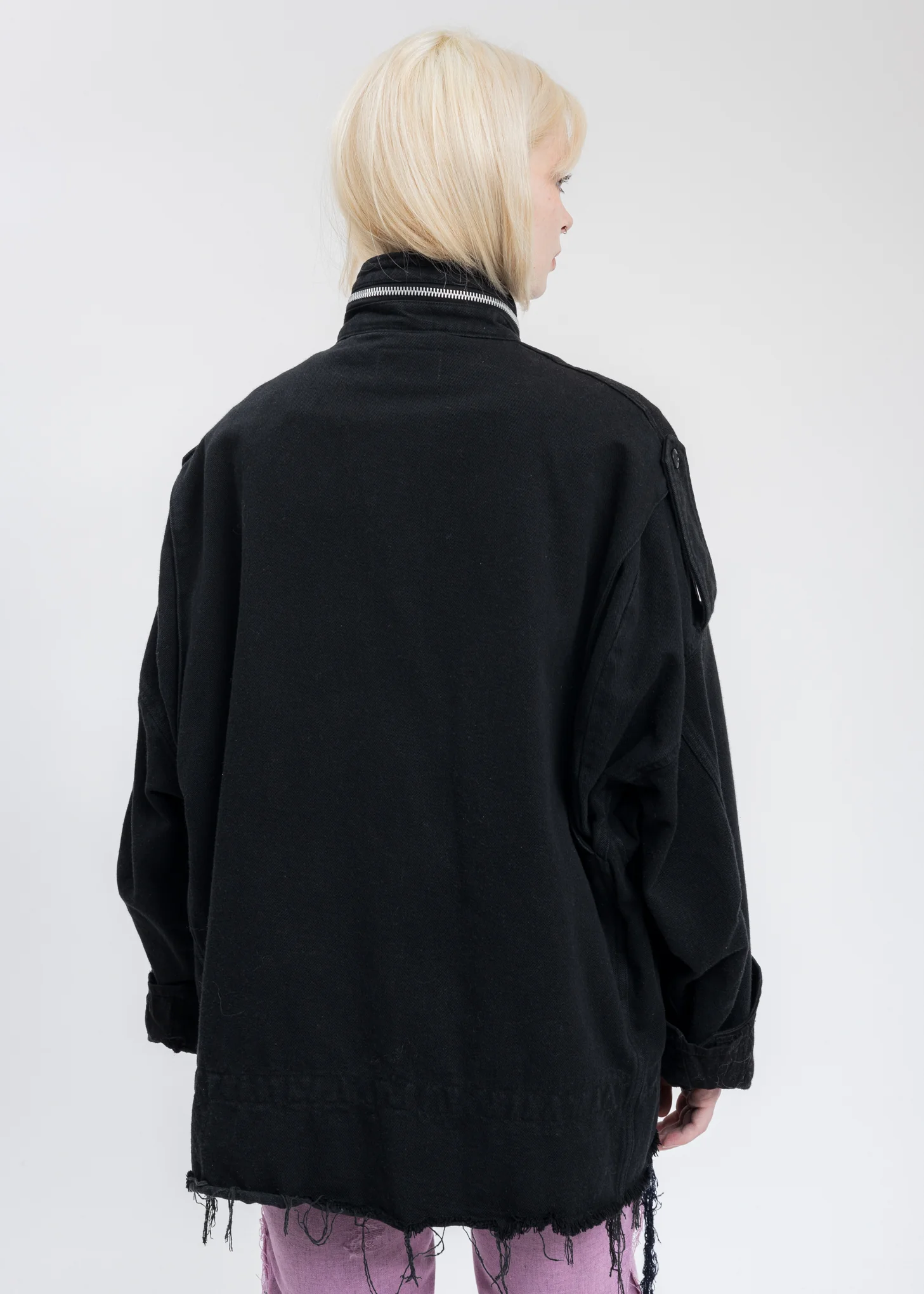 Black SILK TWILL MILITARY Jacket - Image 2