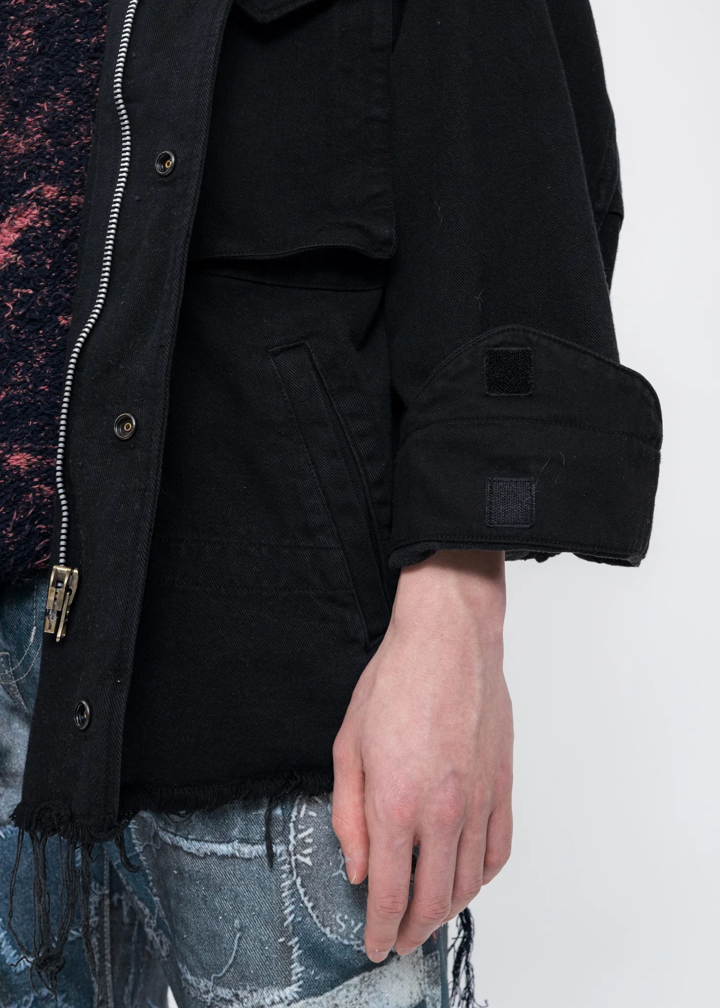 Black SILK TWILL MILITARY Jacket - Image 5