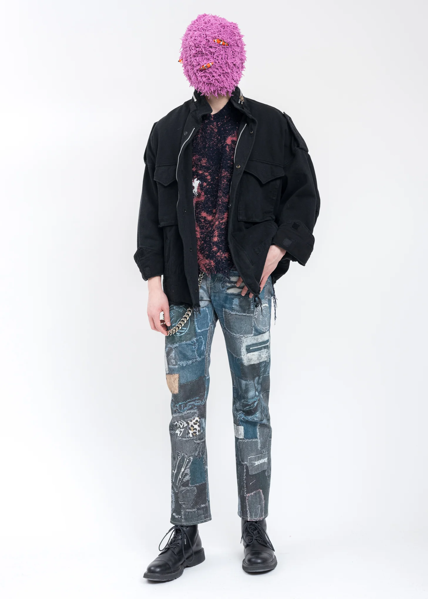Black SILK TWILL MILITARY Jacket - Image 6