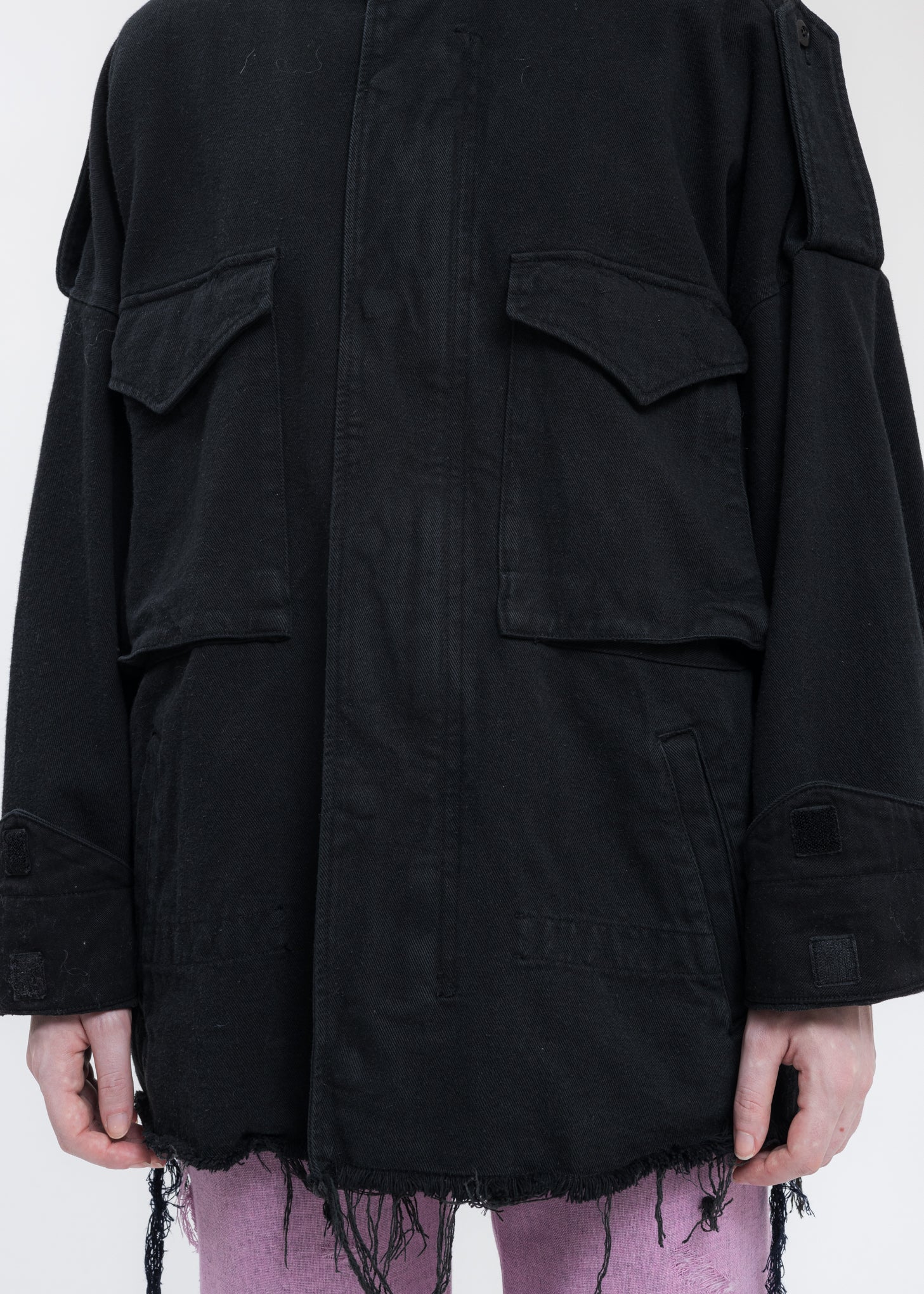 Black SILK TWILL MILITARY Jacket - Image 8