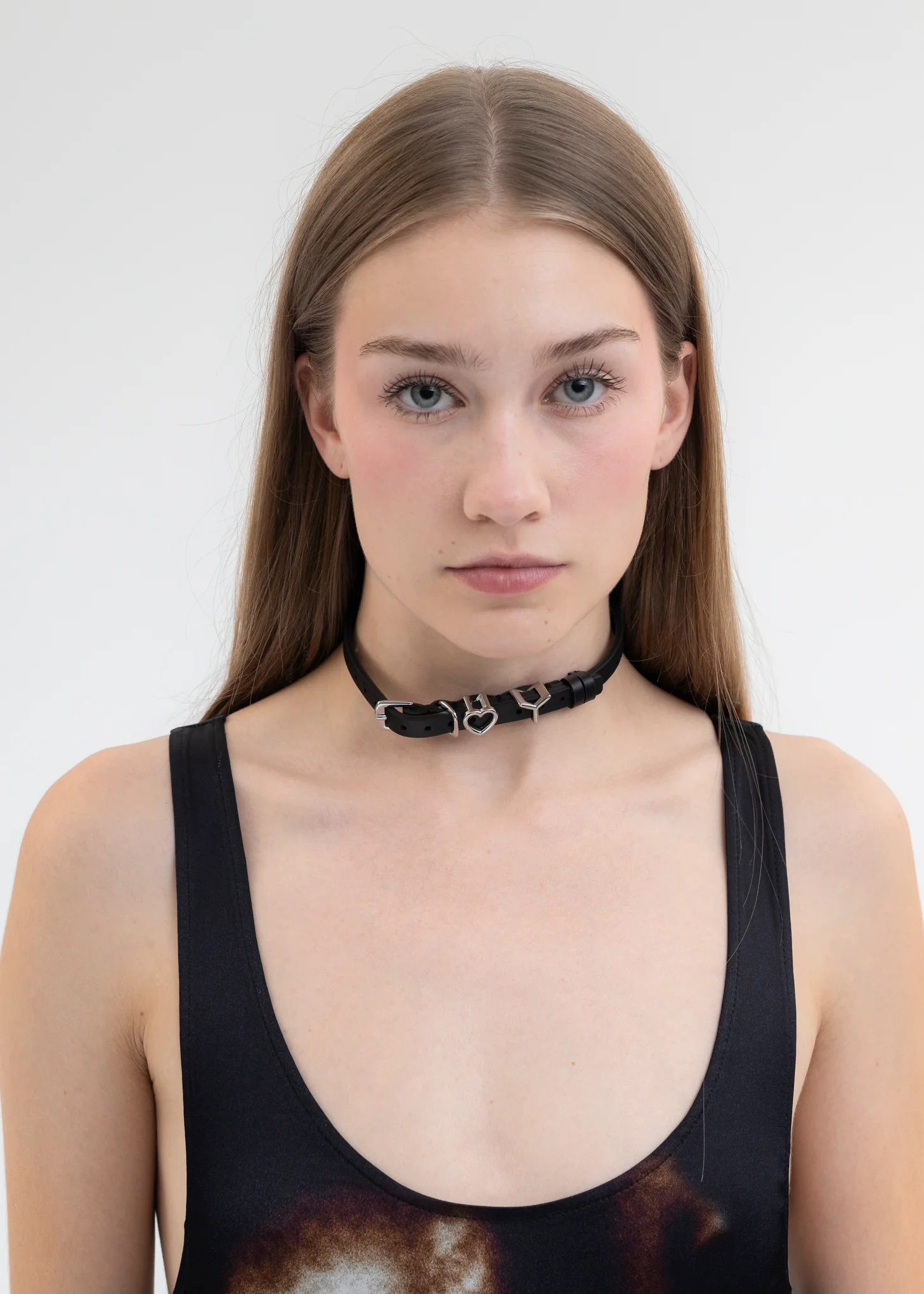 BLACK Y HEART BELT CHOKER 10MM - Image 2