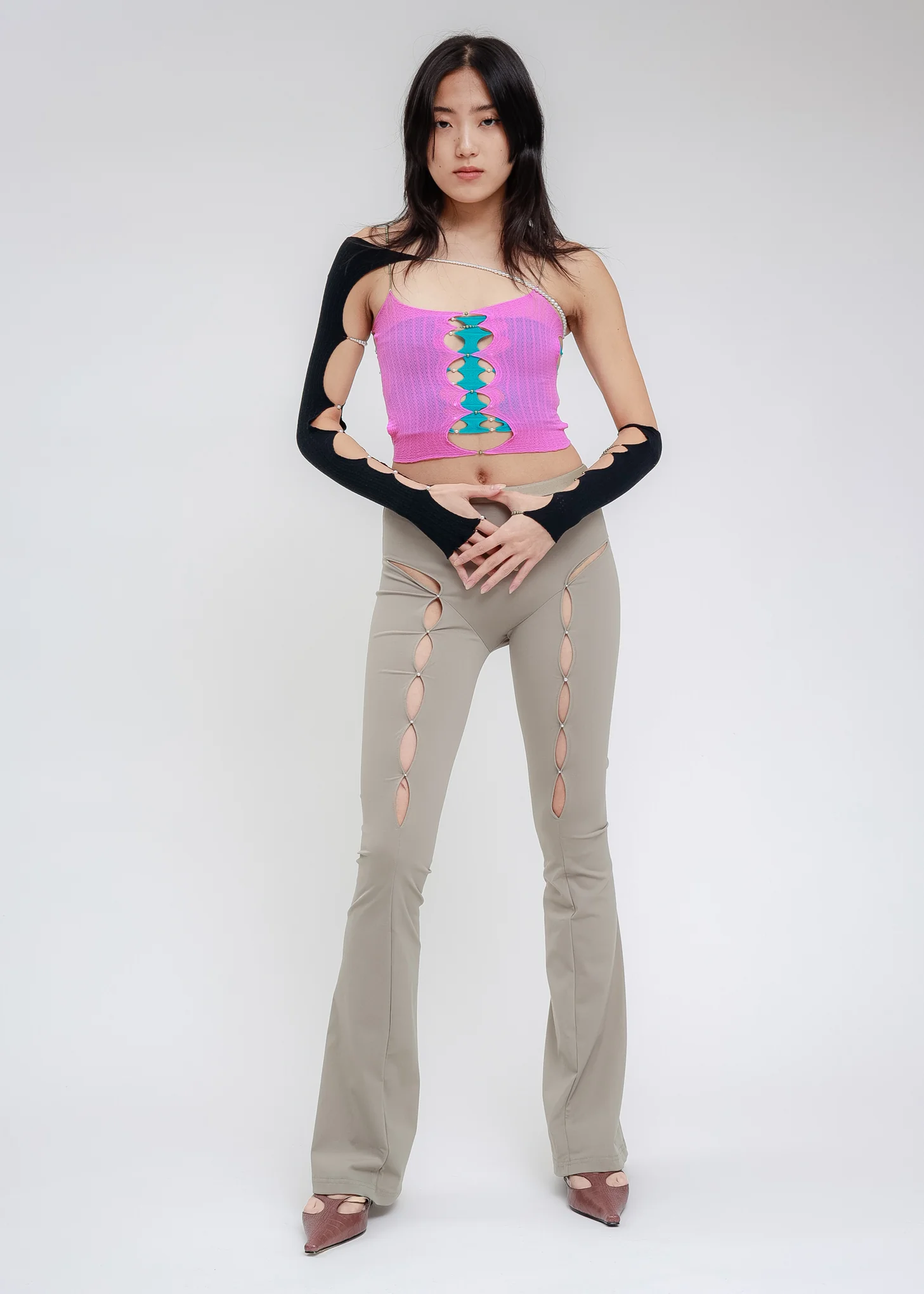 Black Single Long Sleeve w/ Crossbody Chain - Image 8