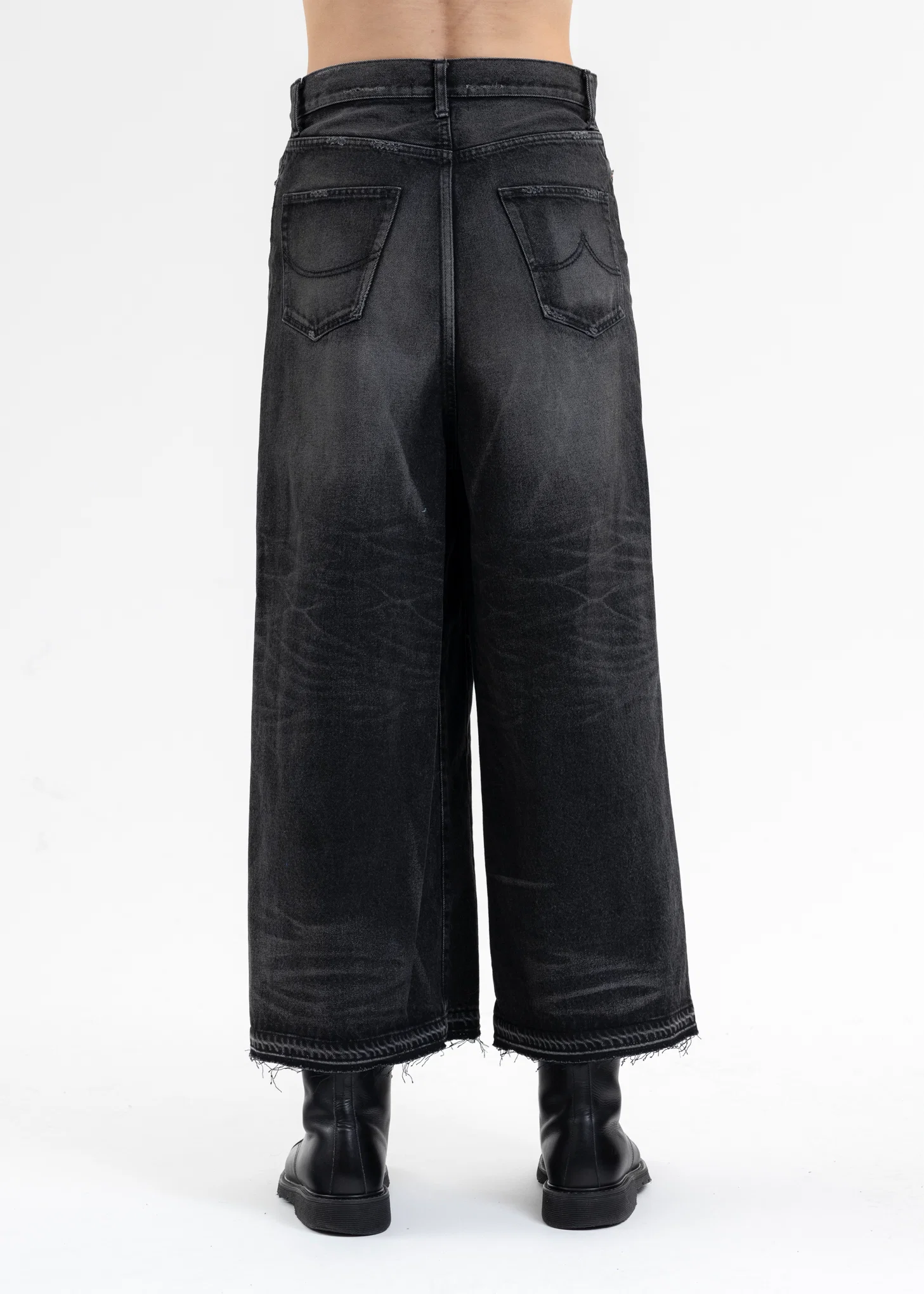 BLACK SKIRT DETAIL DENIM PANTS - Image 4