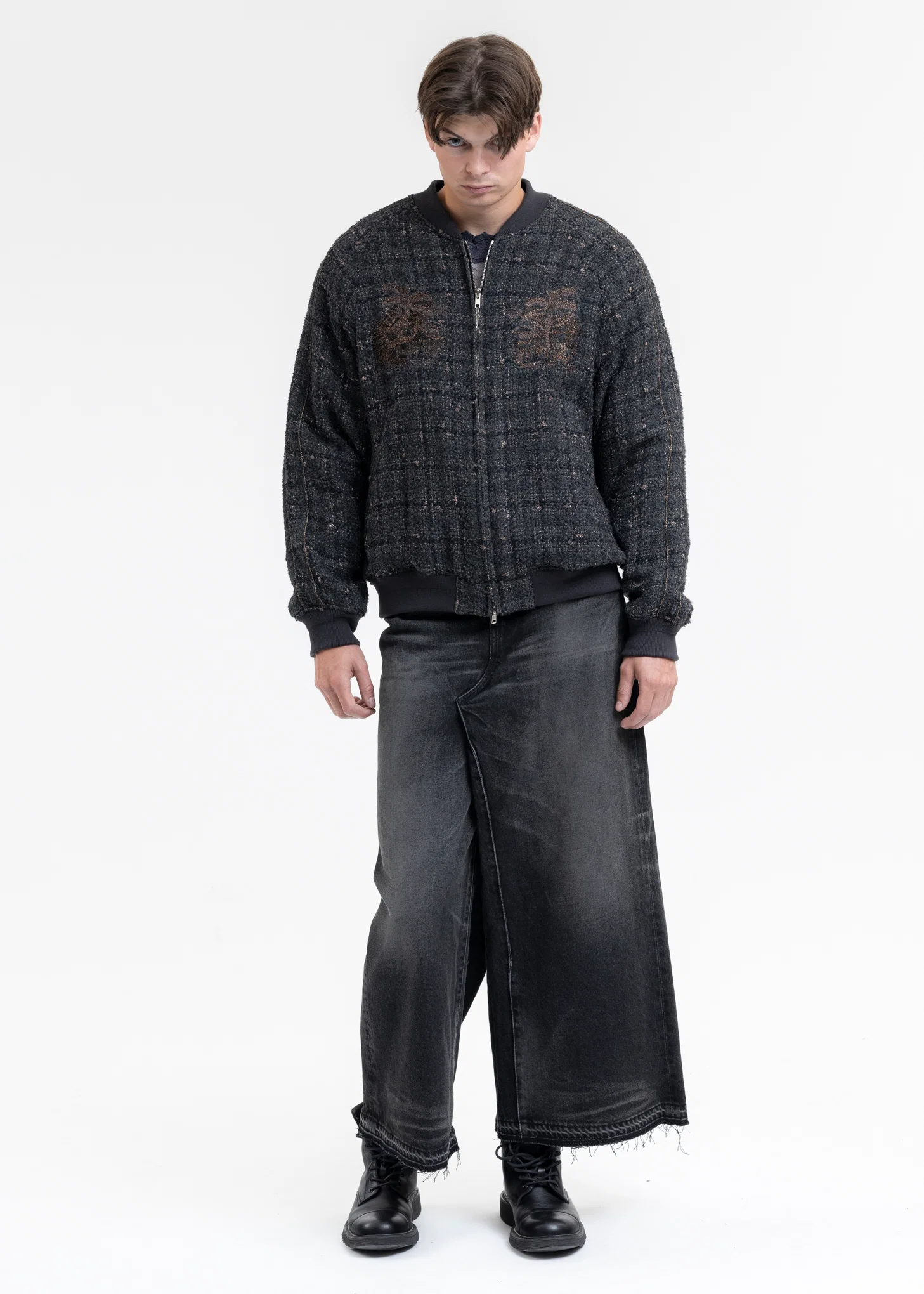 BLACK SKIRT DETAIL DENIM PANTS - Image 8