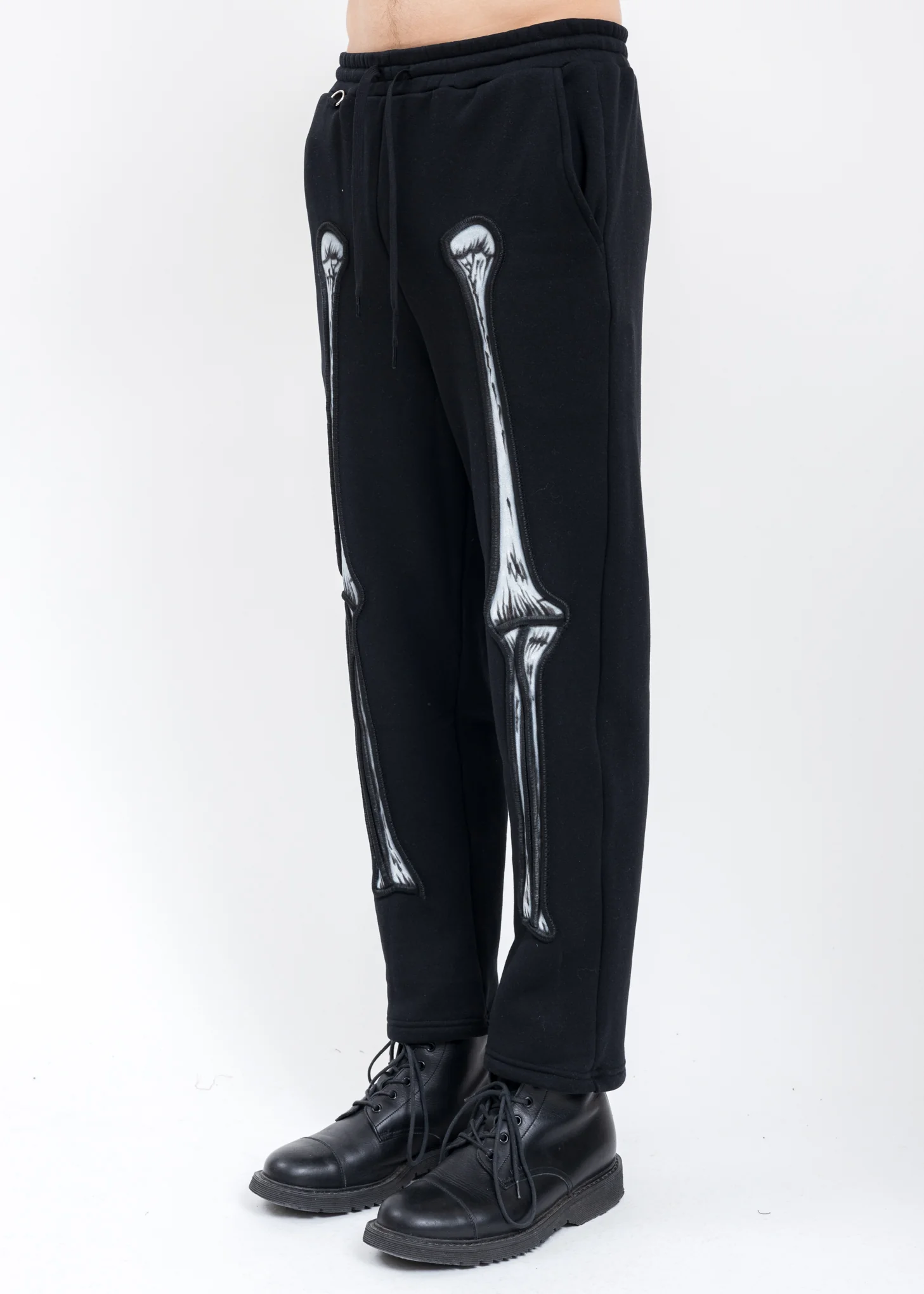 Black SKULL SHIRRING EMBROIDERY Sweat Pant - Image 2