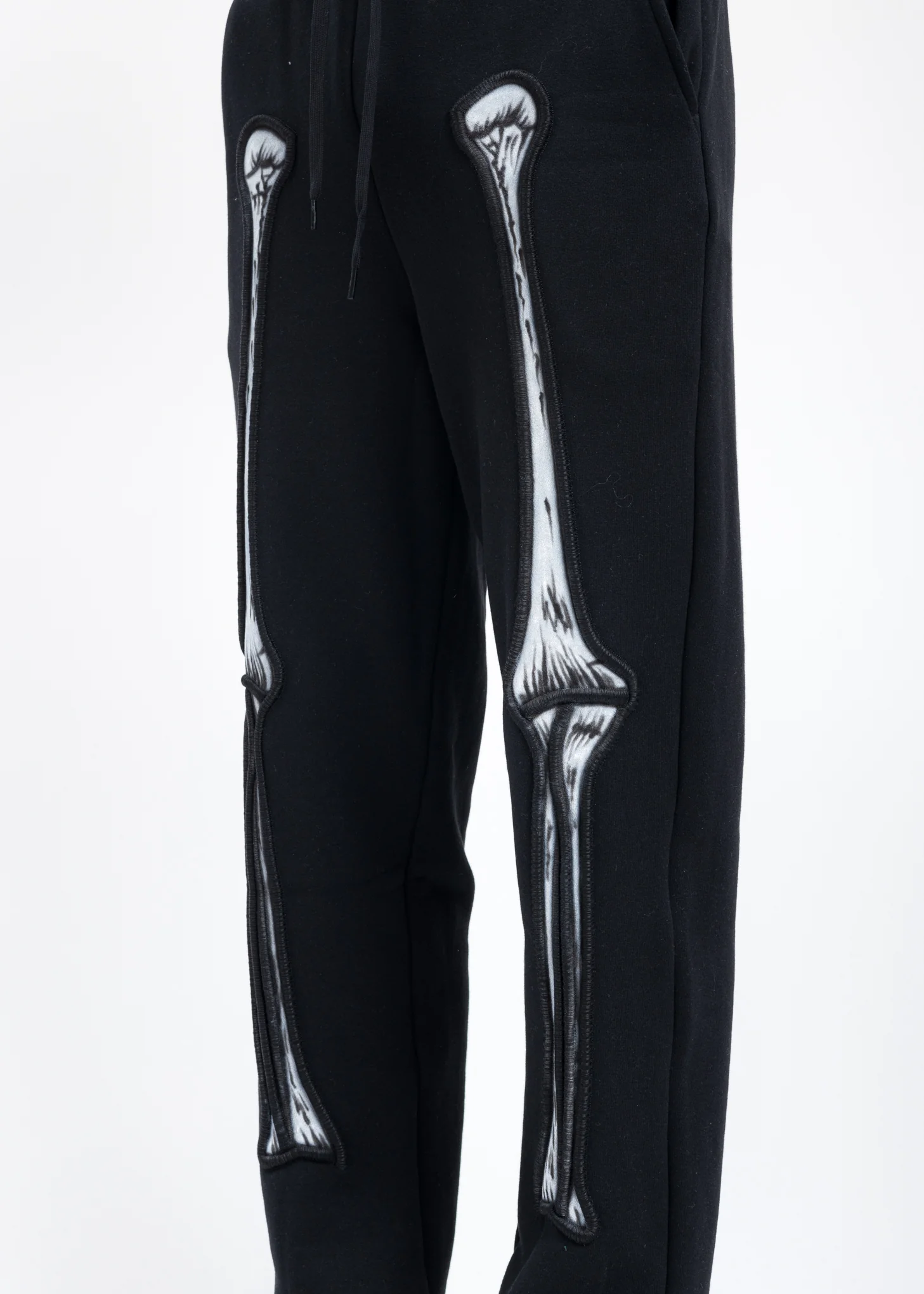 Black SKULL SHIRRING EMBROIDERY Sweat Pant - Image 3