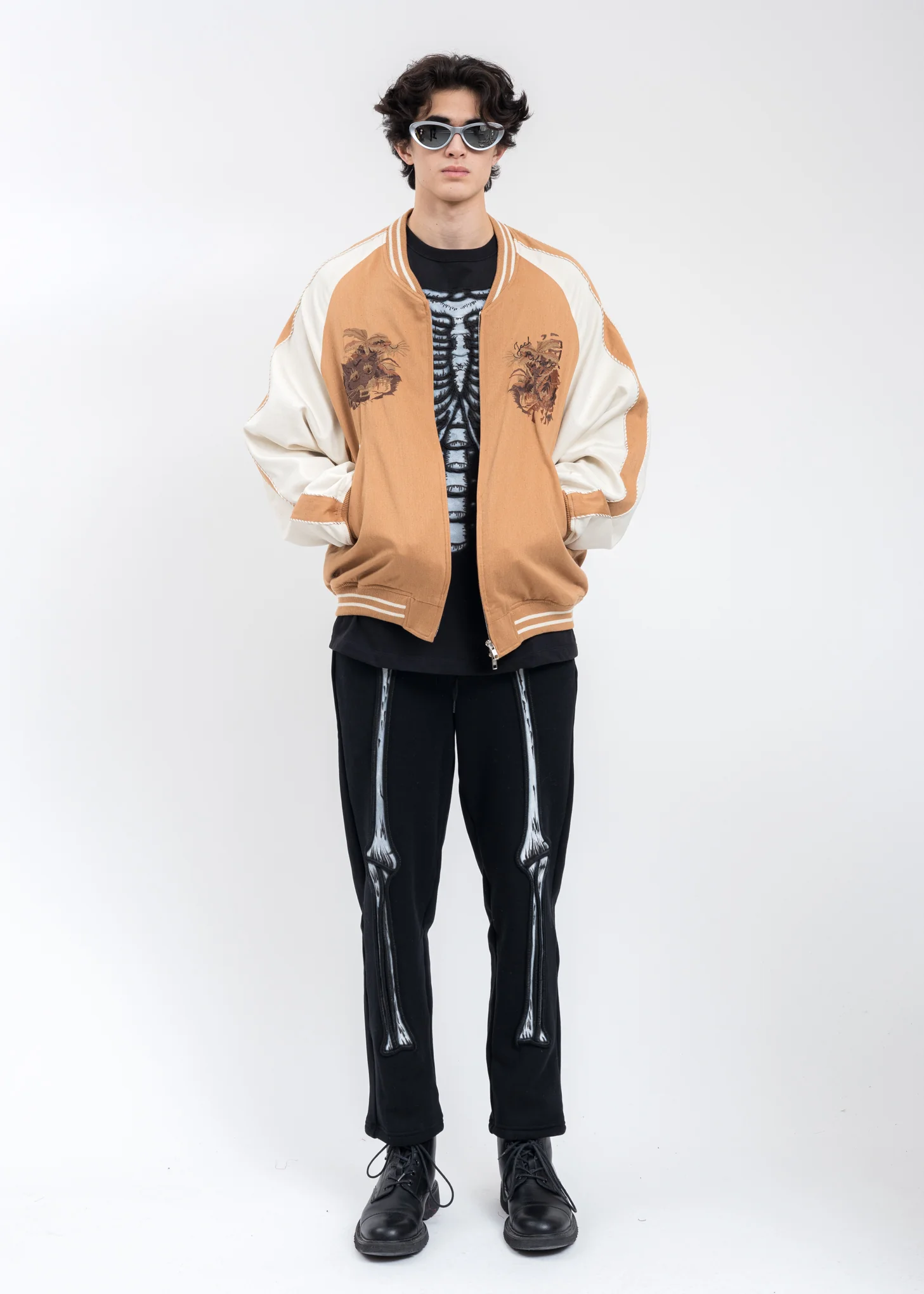 Black SKULL SHIRRING EMBROIDERY Sweat Pant - Image 7