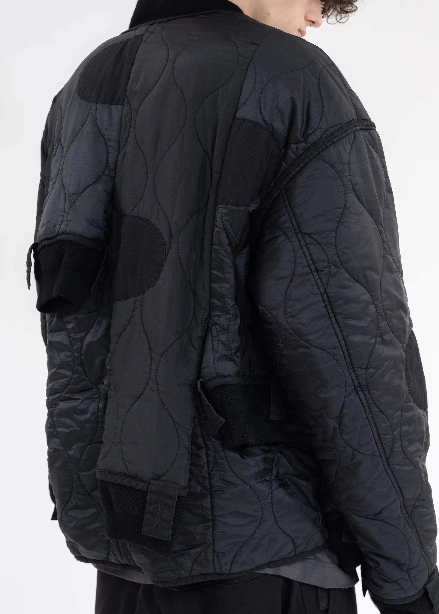 Black Sleeve Docking Quilting Jacket - Image 3