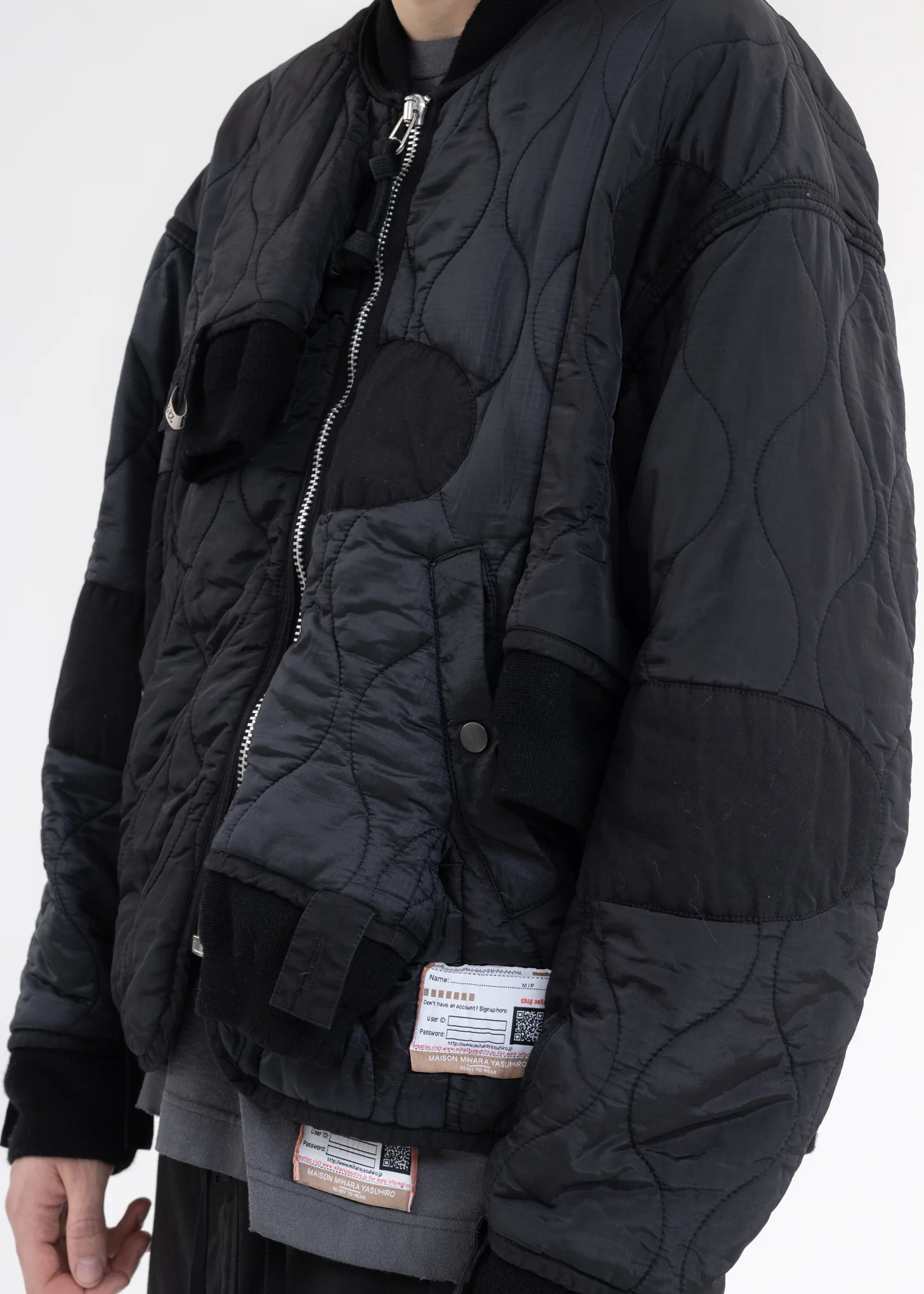 Black Sleeve Docking Quilting Jacket - Image 5