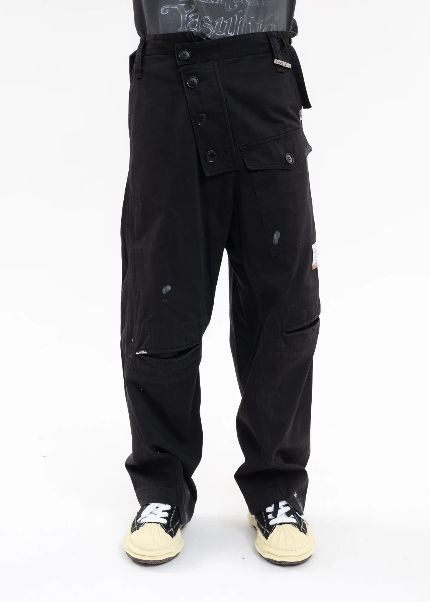Black Slide Piece Military Pants