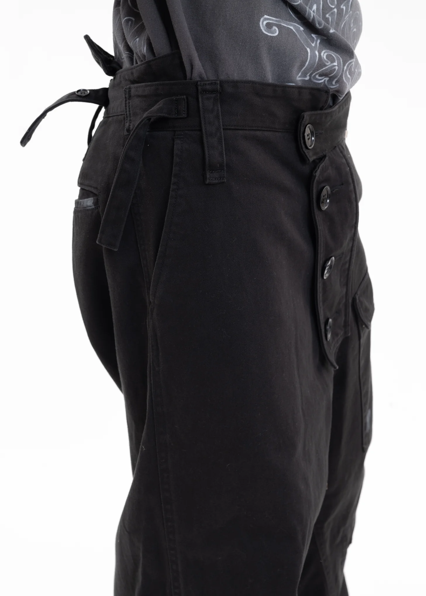 Black Slide Piece Military Pants - Image 4