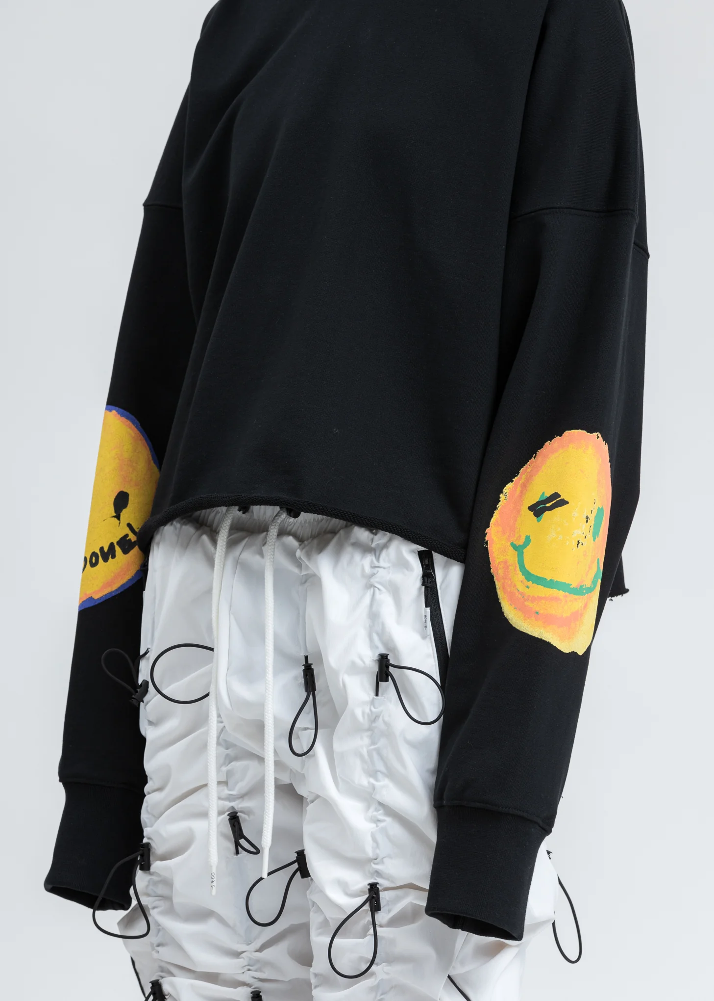 Black Smiley Raw Edge Sweatshirt - Image 2
