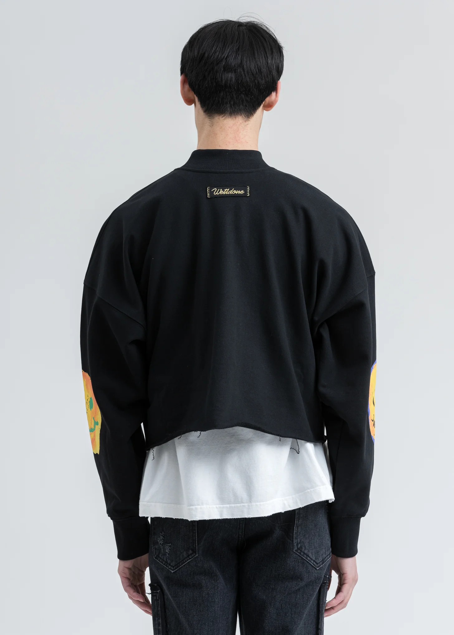 Black Smiley Raw Edge Sweatshirt - Image 4