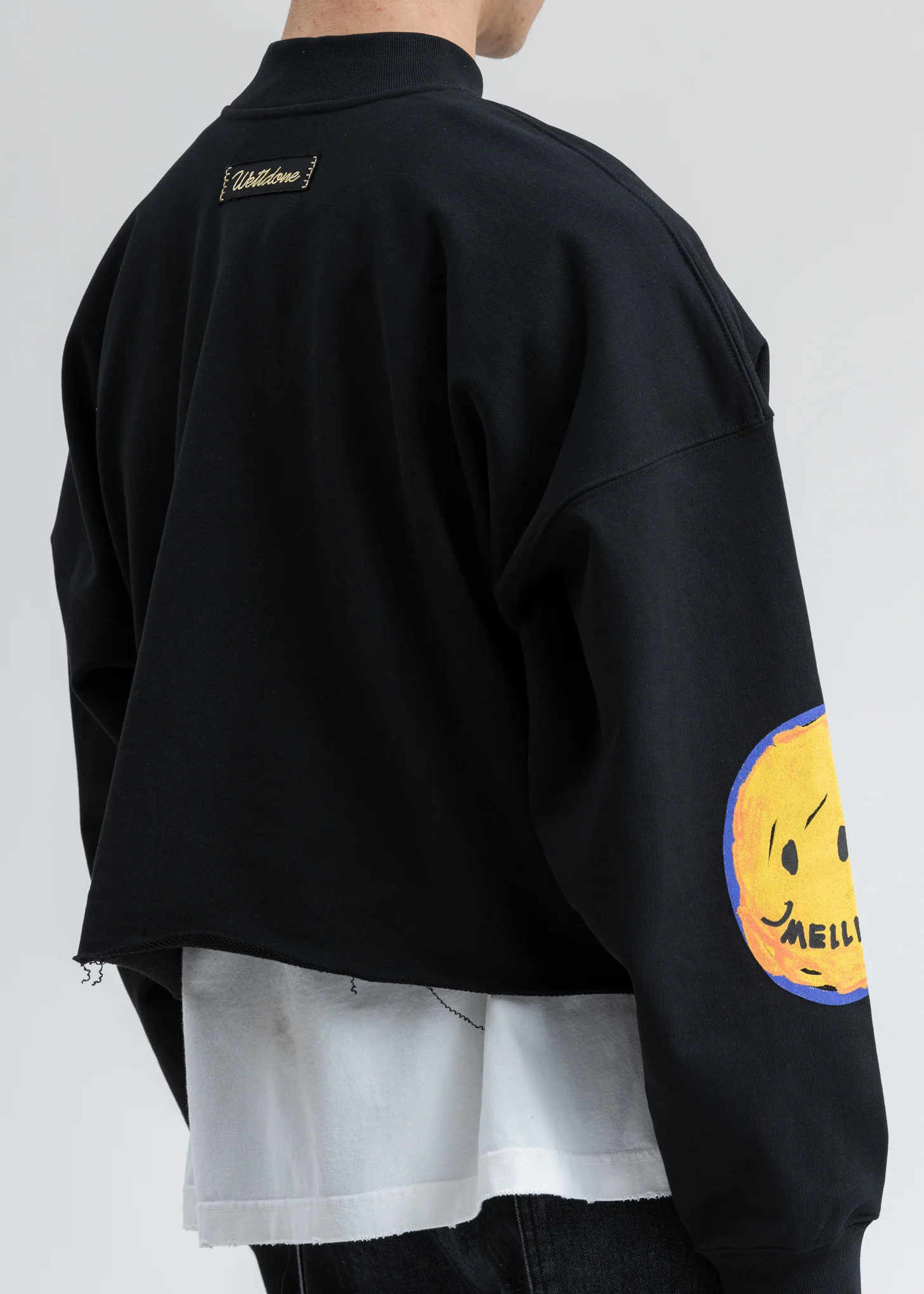 Black Smiley Raw Edge Sweatshirt - Image 5