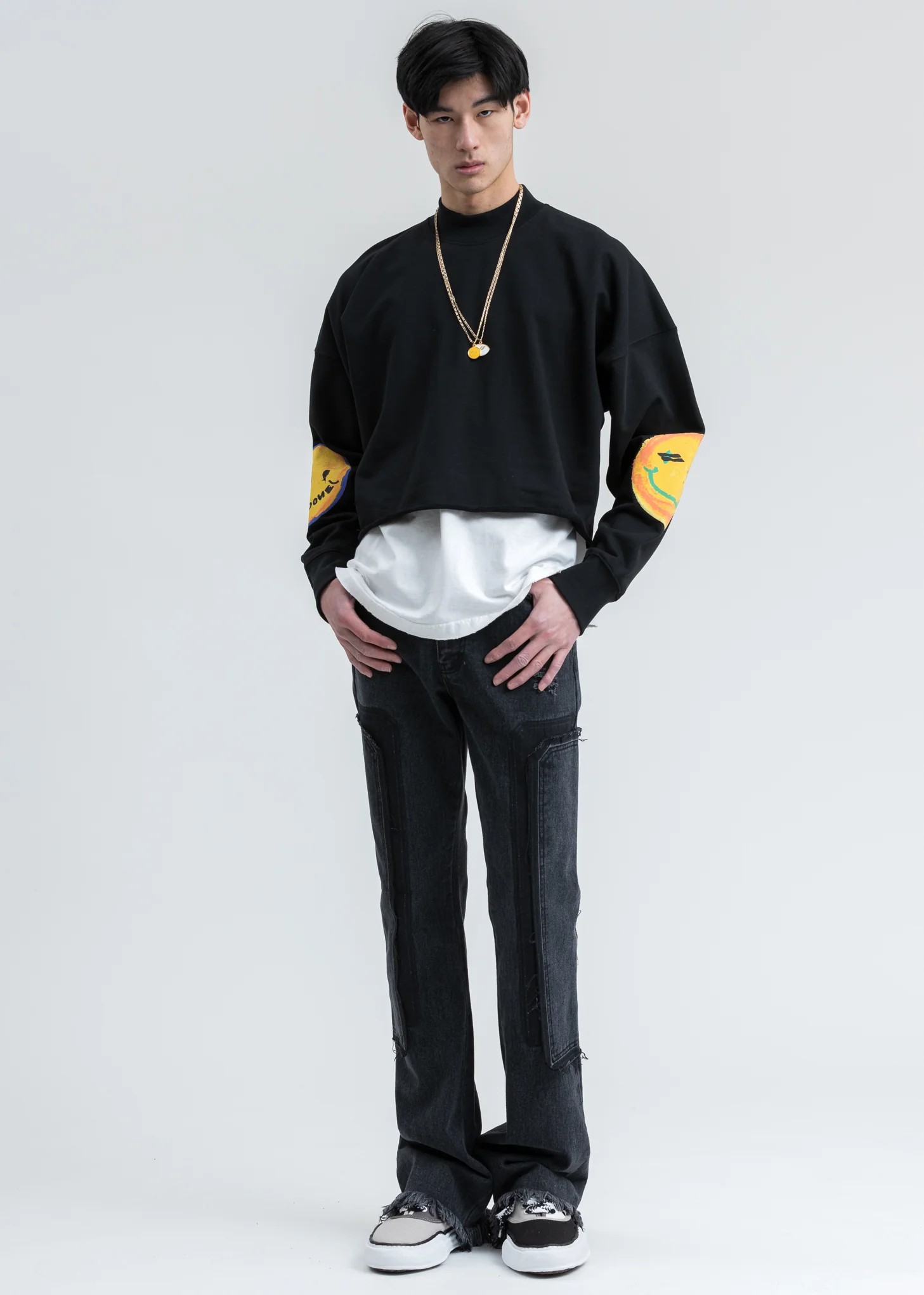 Black Smiley Raw Edge Sweatshirt - Image 6