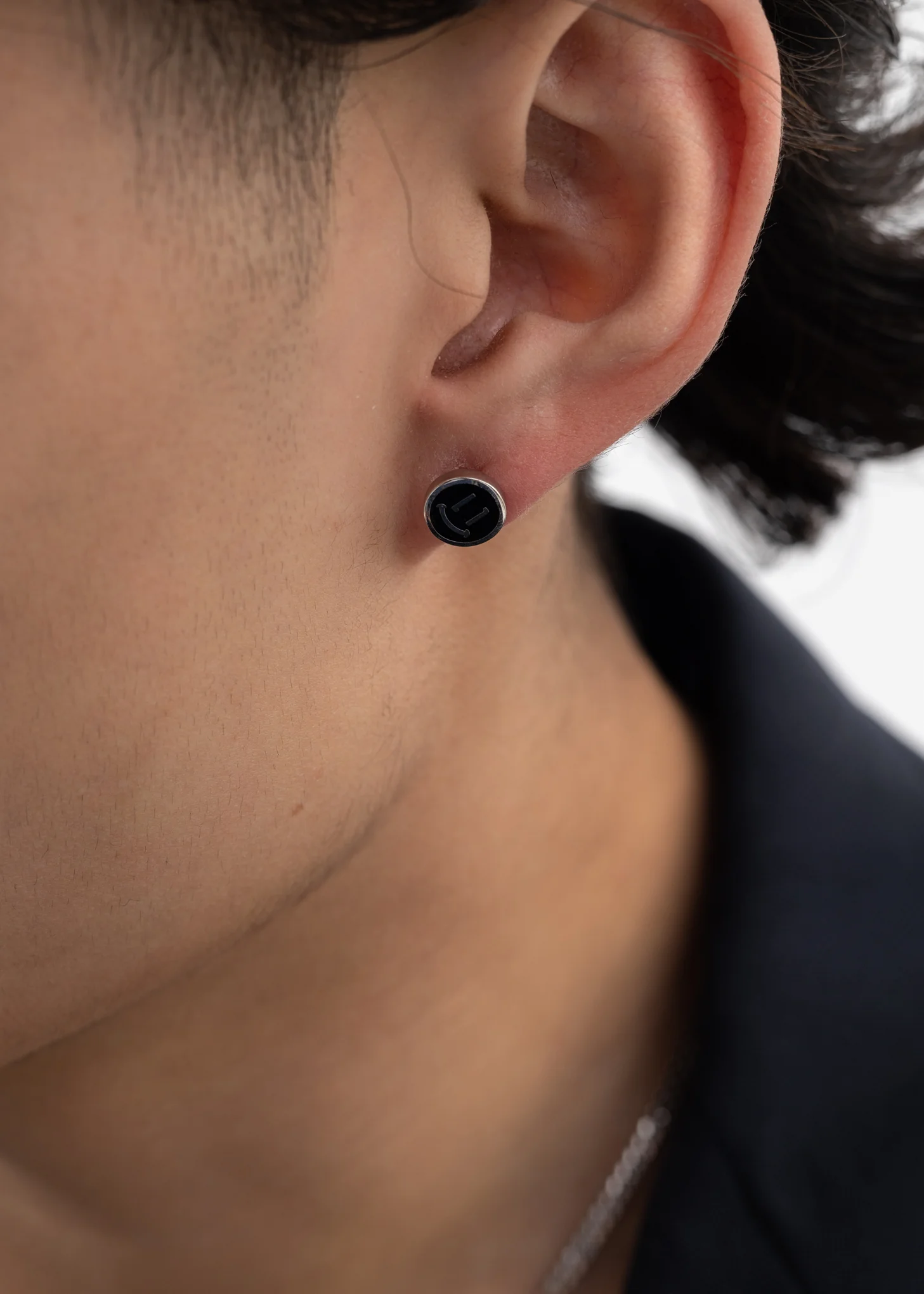Black Smiley Face Earring - Single - Image 3