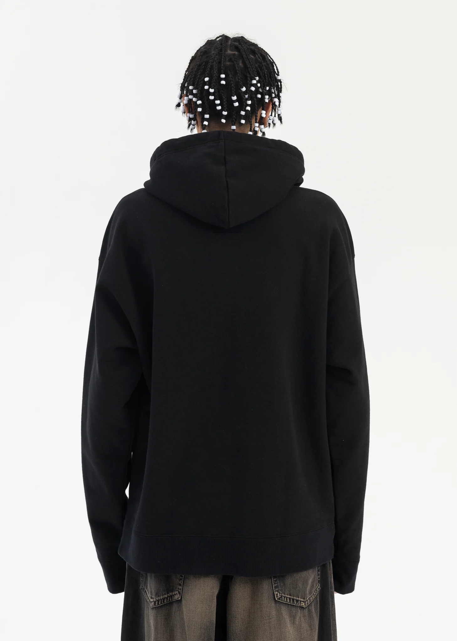 BLACK SMILY FACE PRINTED HOODIE - Image 4