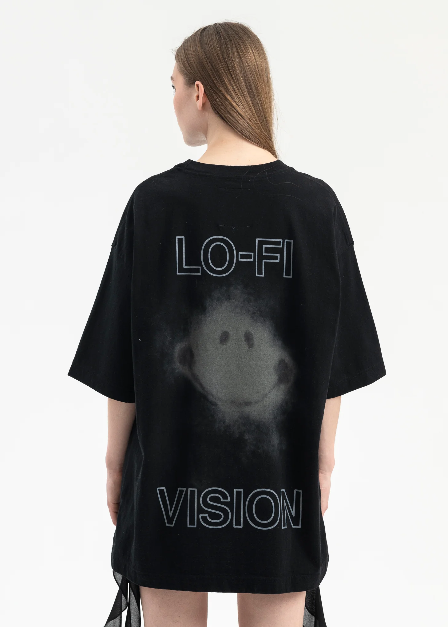 BLACK SMILY FACE PRINTED TEE 2 - Image 2
