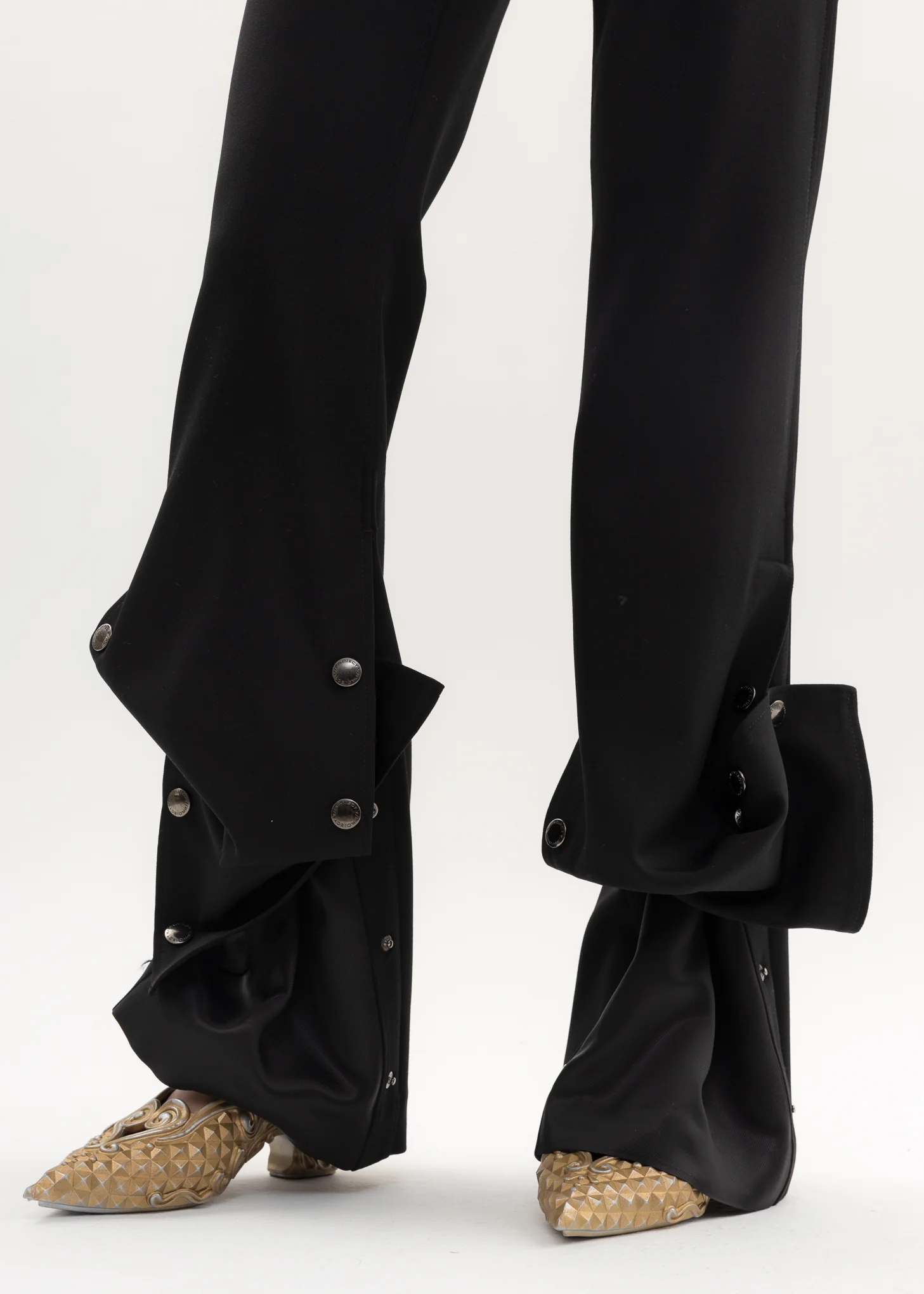 Black SNAP LEG Trousers - Image 2