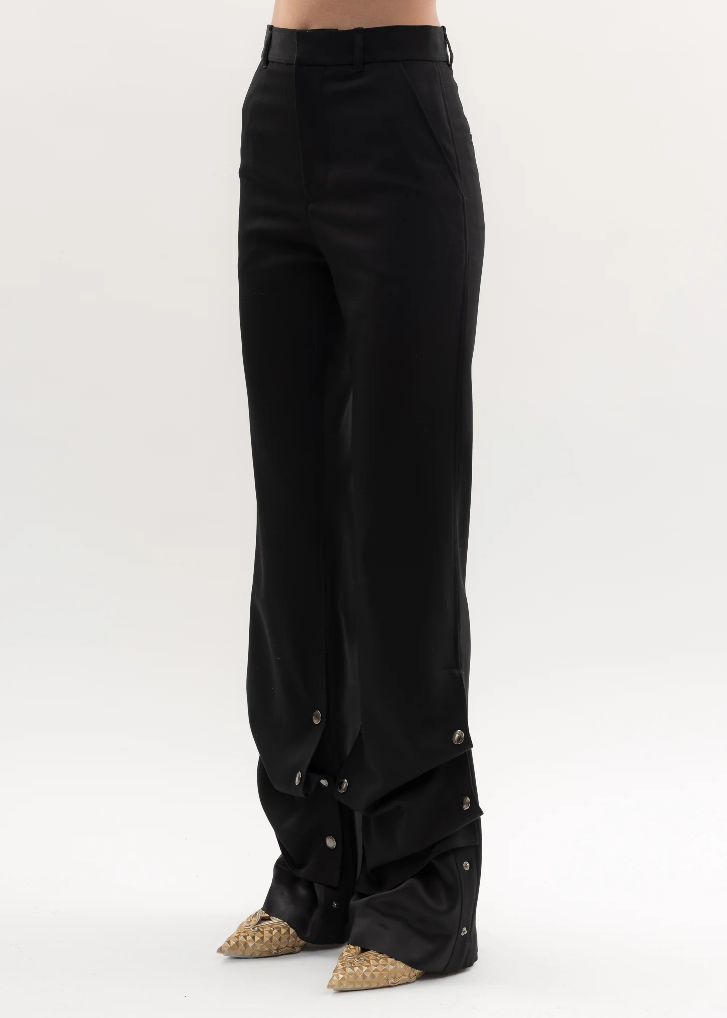 Black SNAP LEG Trousers - Image 3