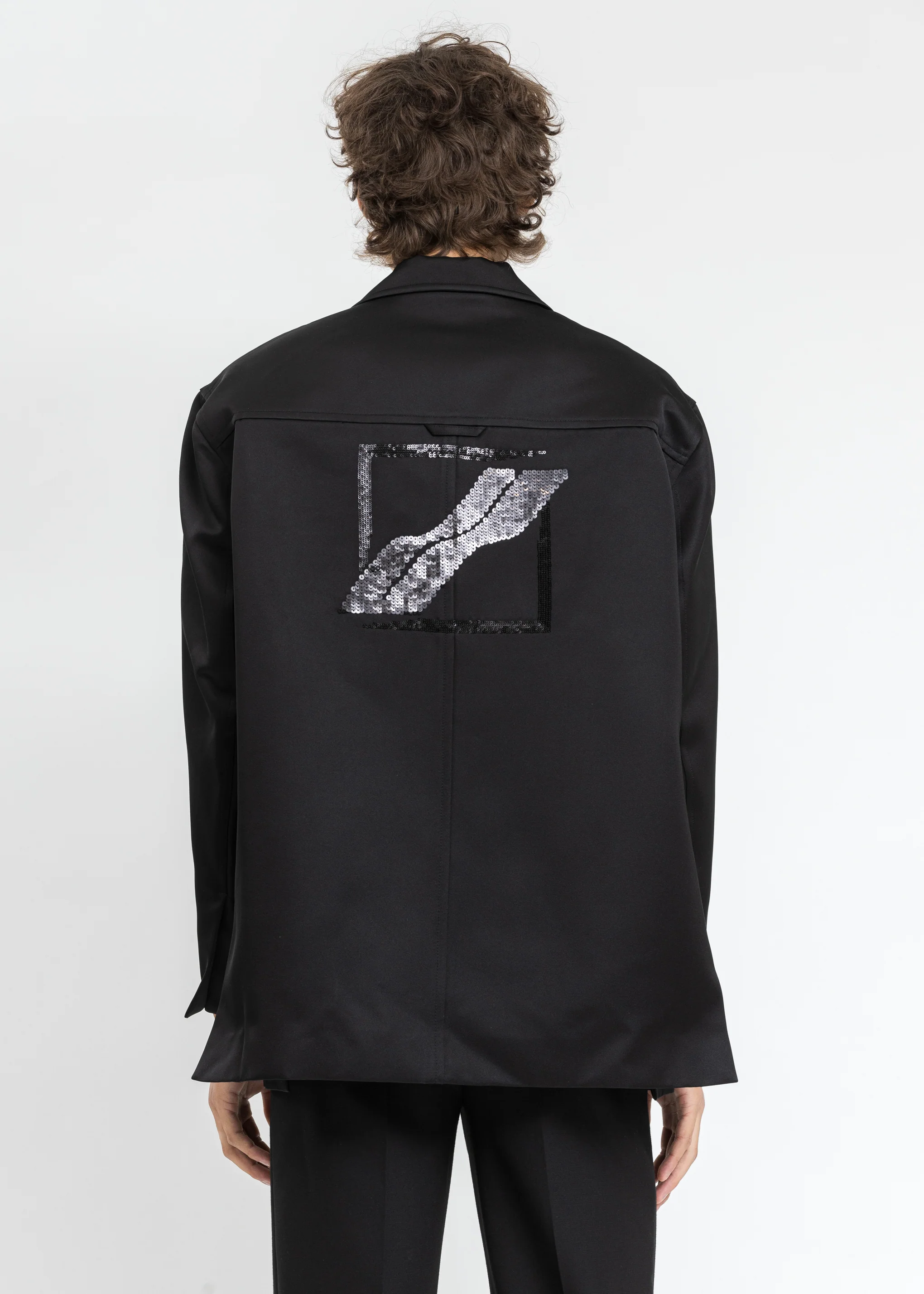 Black Spangle Decoration Single Breasted Jacket - Image 2