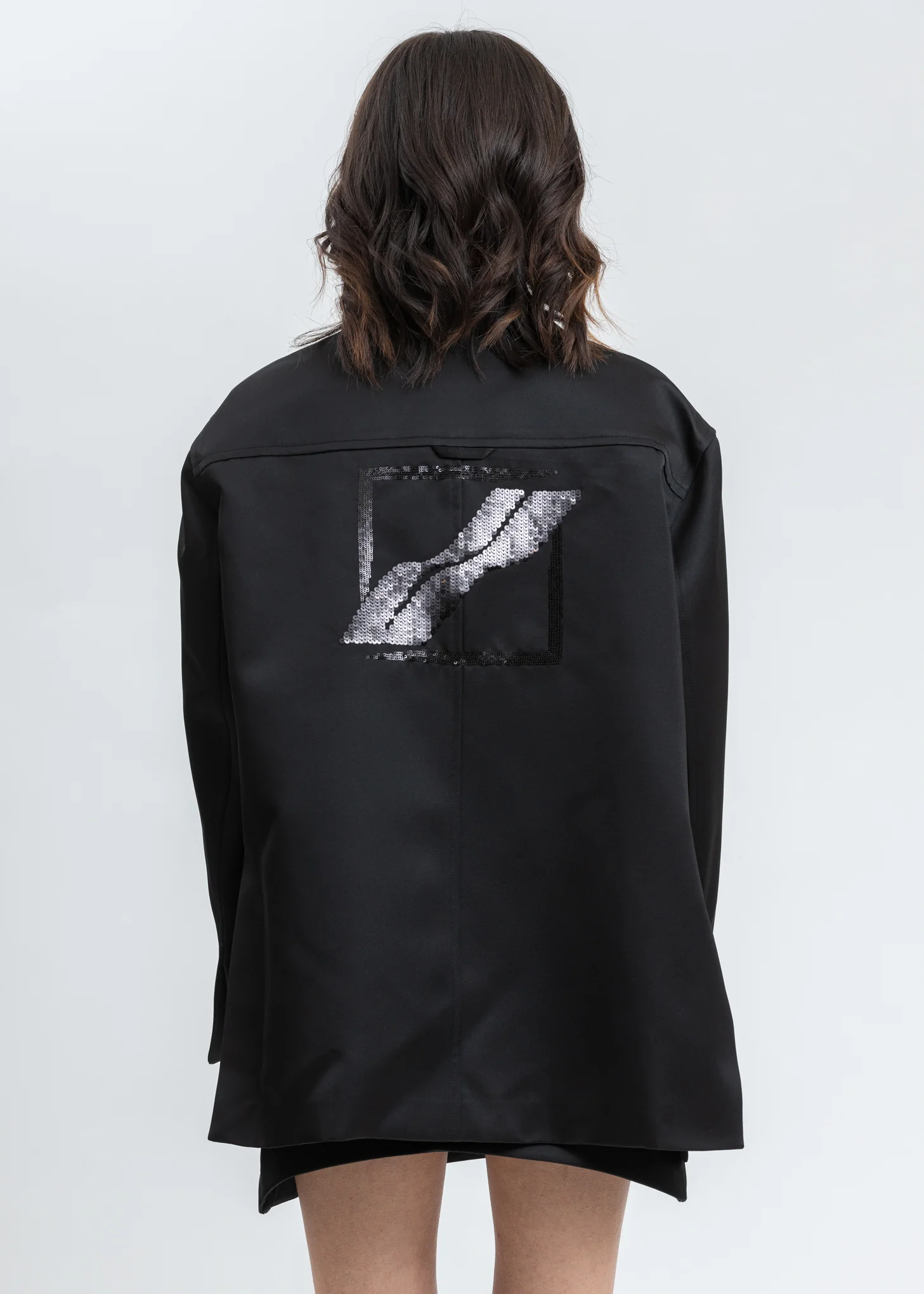 Black Spangle Decoration Single Breasted Jacket - Image 2