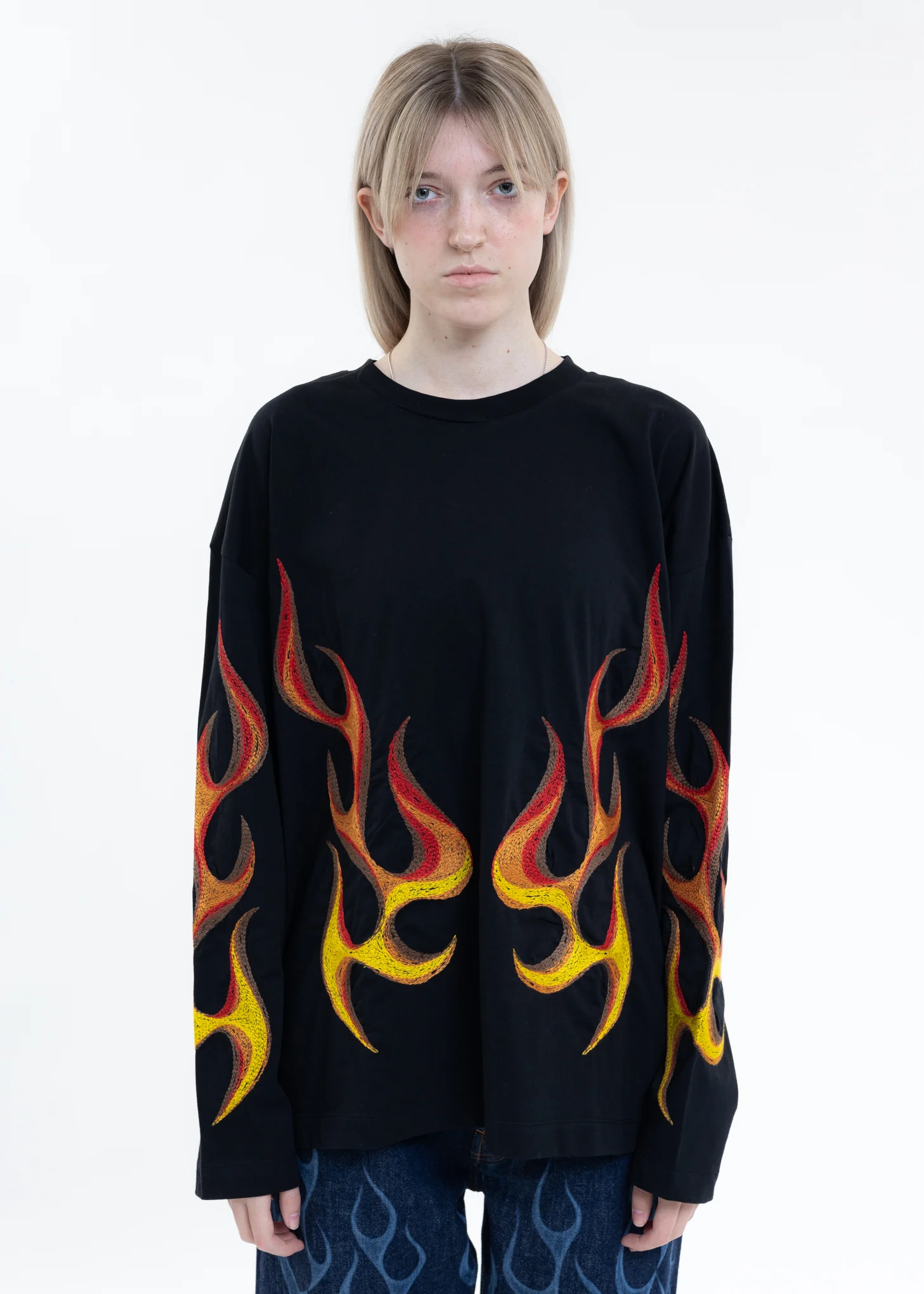 Black SPIRIT FLAMING LS T-Shirt
