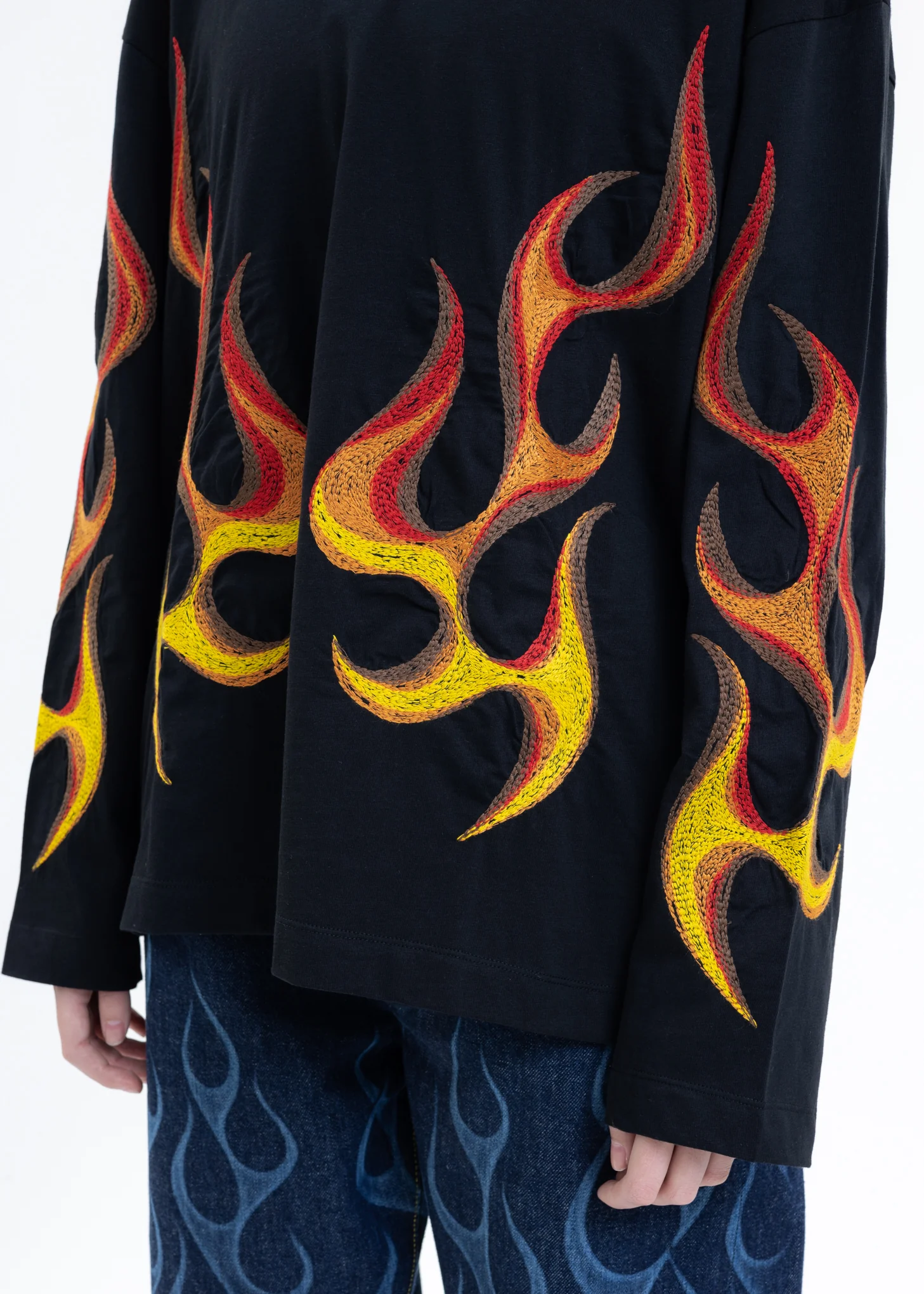 Black SPIRIT FLAMING LS T-Shirt - Image 2