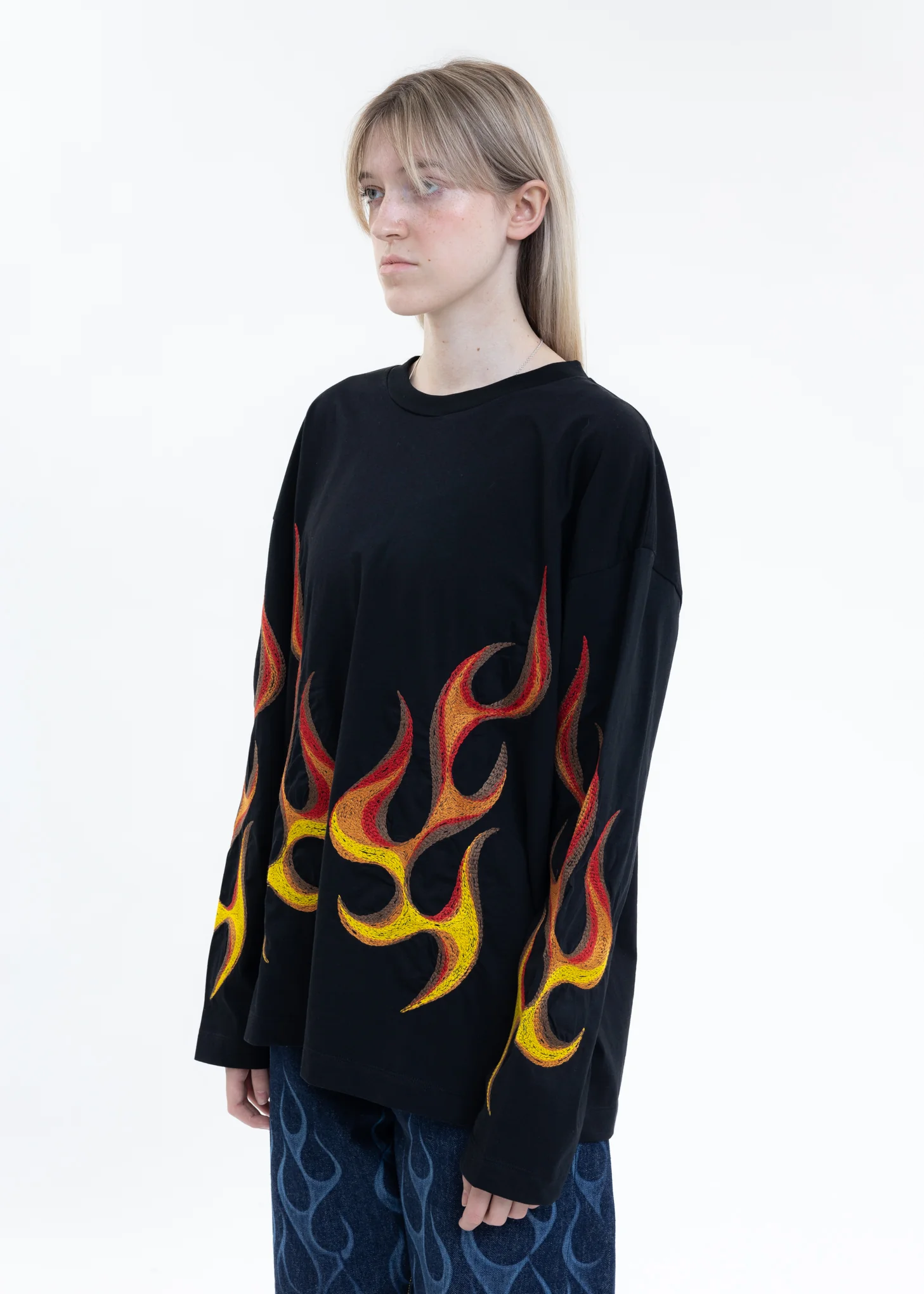 Black SPIRIT FLAMING LS T-Shirt - Image 3