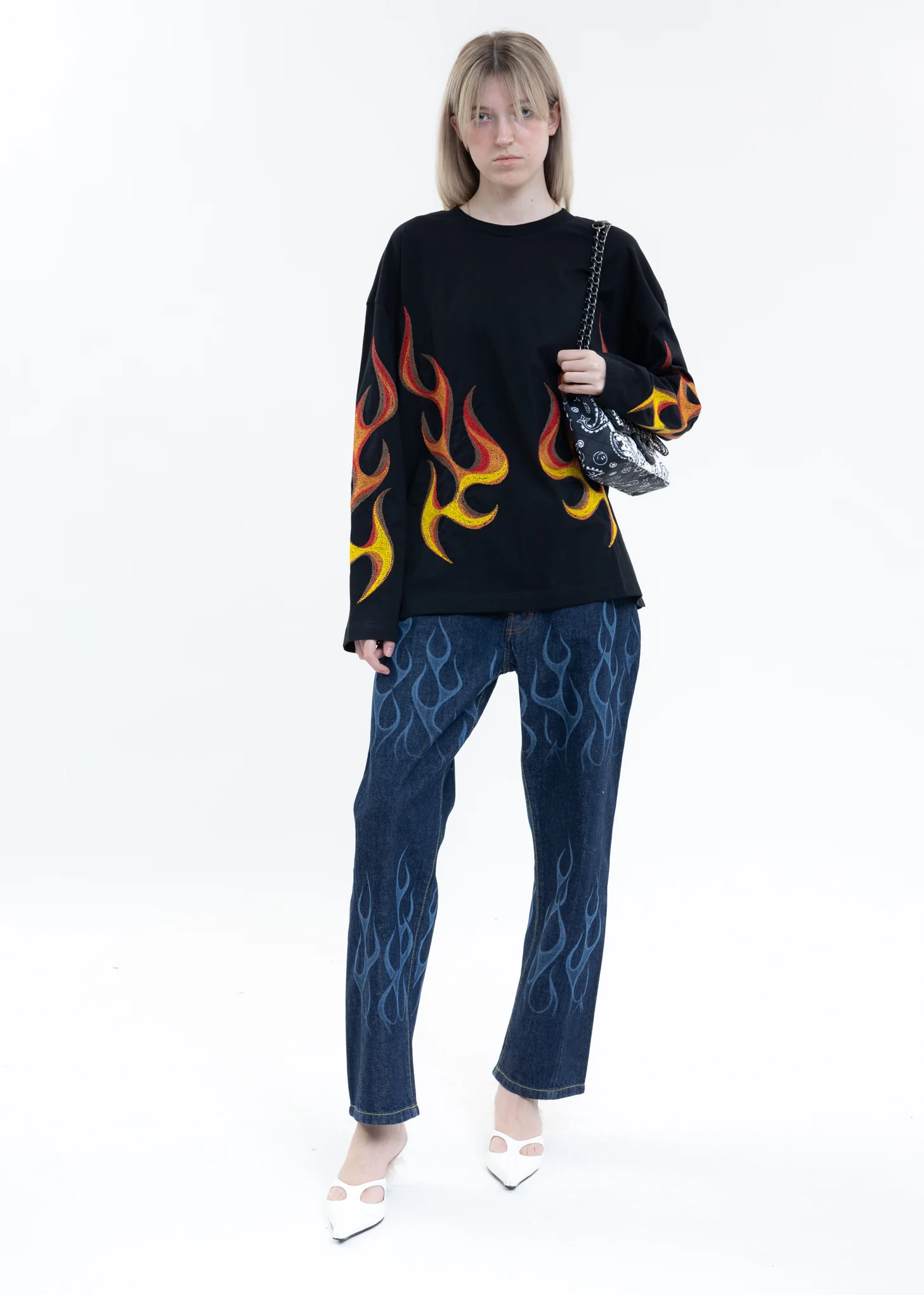 Black SPIRIT FLAMING LS T-Shirt - Image 5