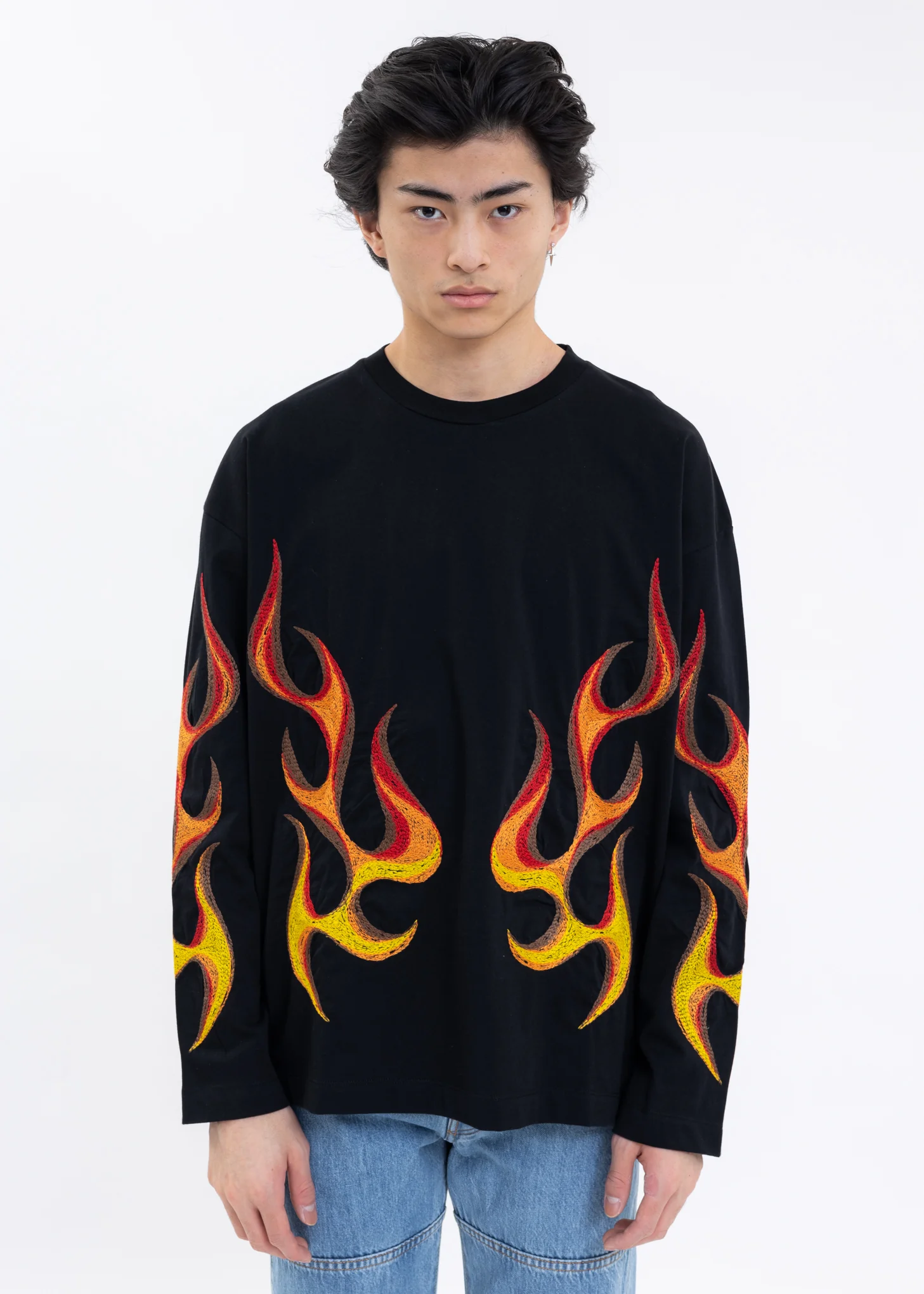 Black SPIRIT FLAMING LS T-Shirt