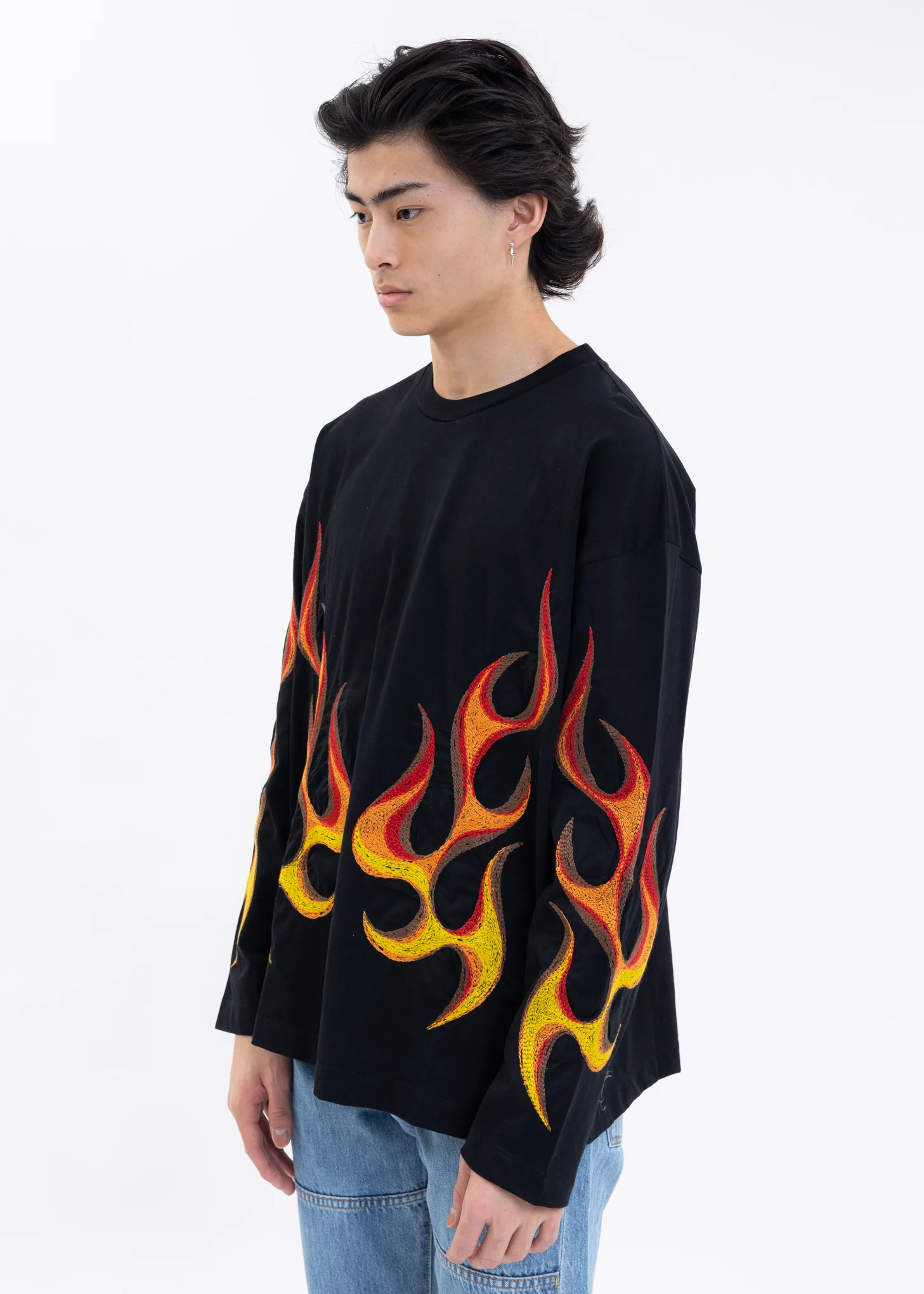 Black SPIRIT FLAMING LS T-Shirt - Image 2